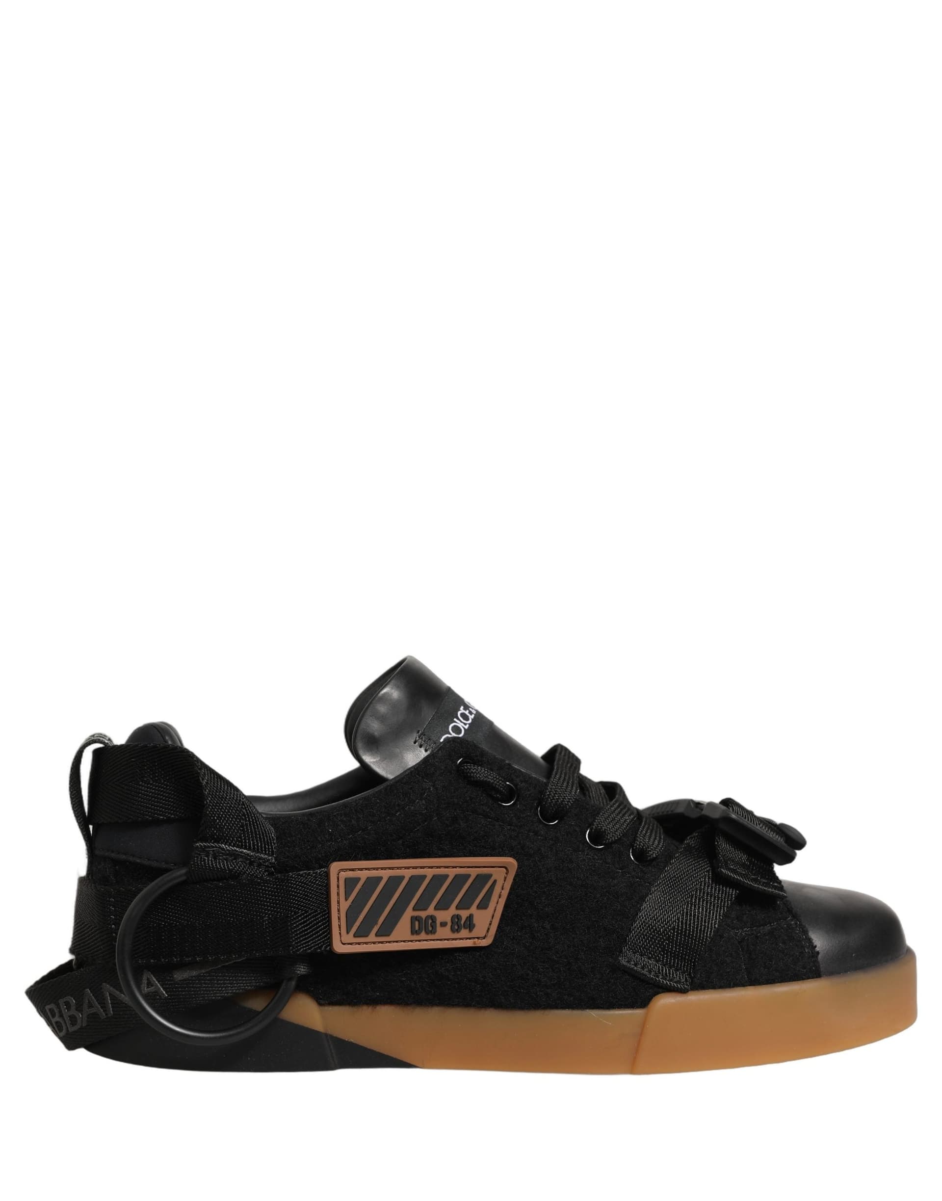 Dolce & Gabbana Black Leather Low Trainers Men Sneakers Shoes - 7