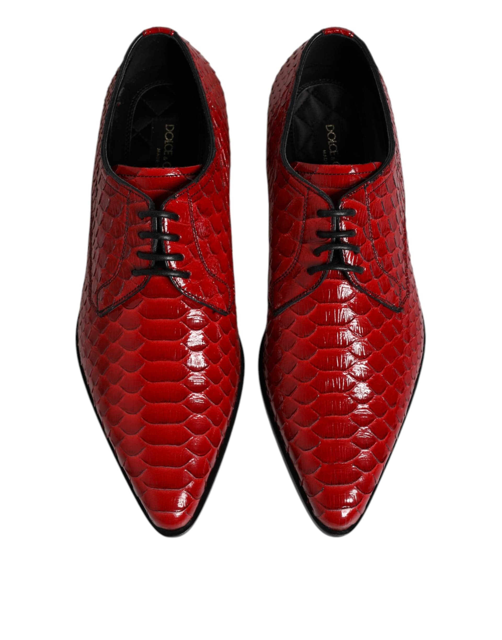 Dolce & Gabbana Red Exotic Leather Lace Up Dress Derby Shoes - 2