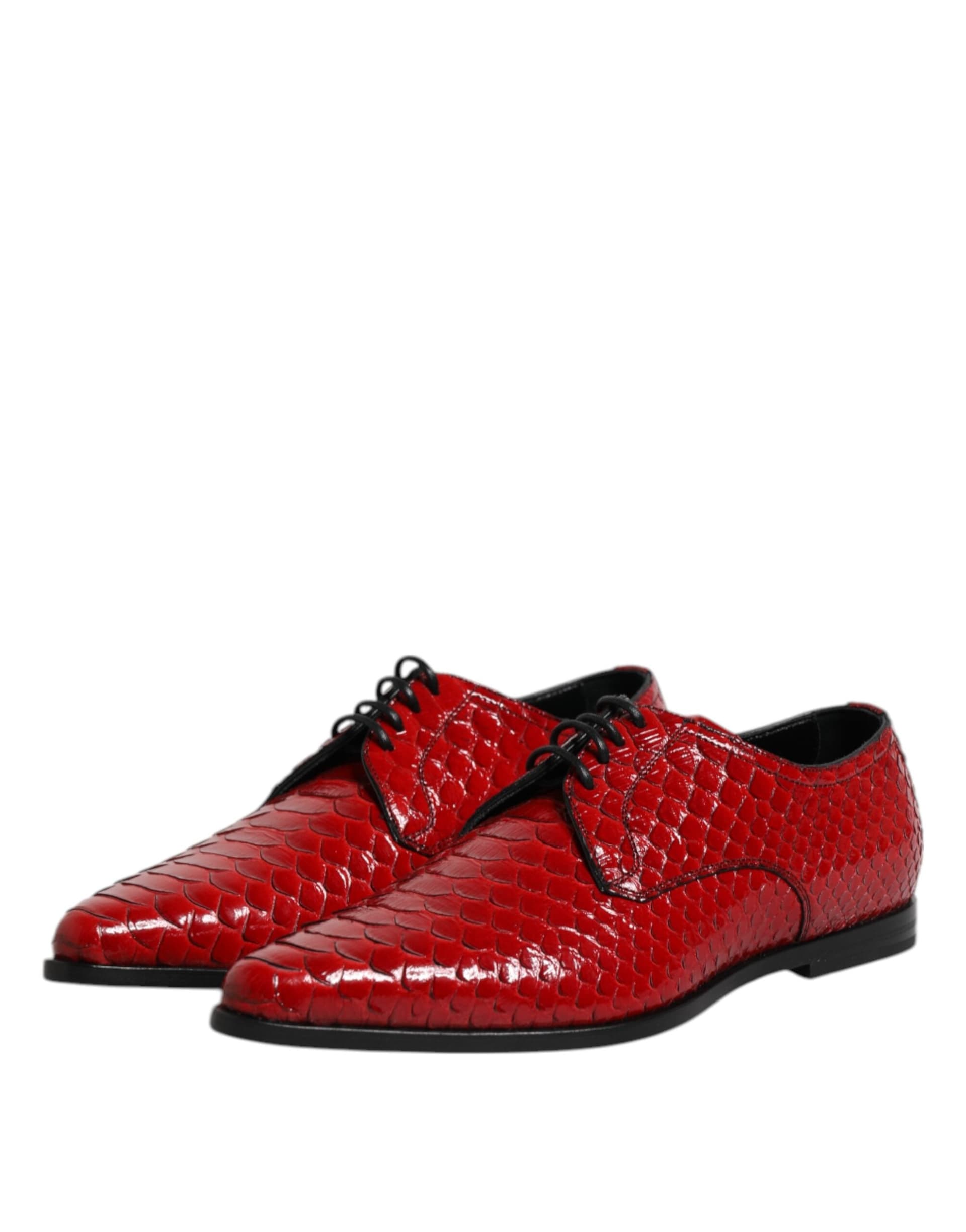 Dolce & Gabbana Red Exotic Leather Lace Up Dress Derby Shoes - 3