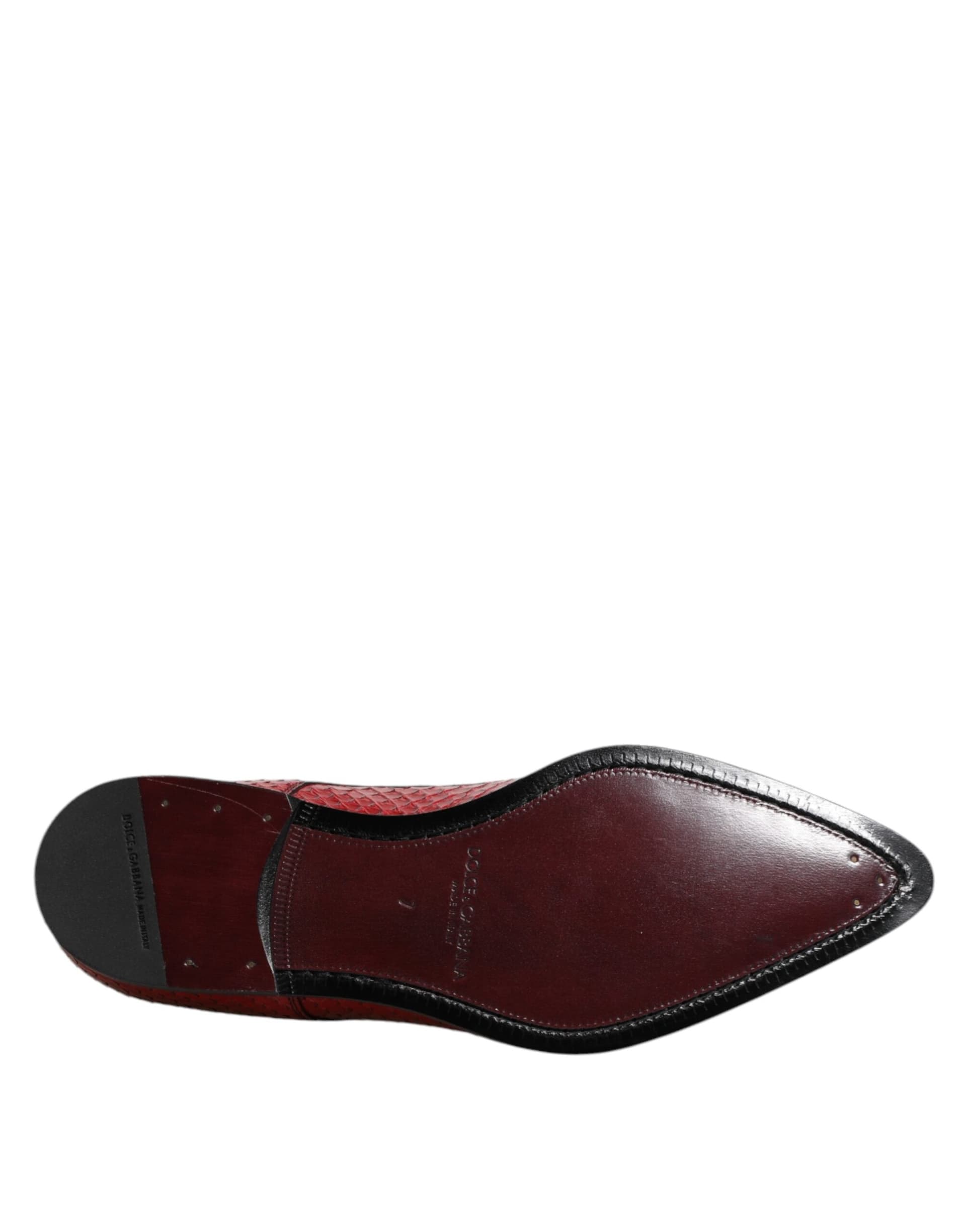 Dolce & Gabbana Red Exotic Leather Lace Up Dress Derby Shoes - 8