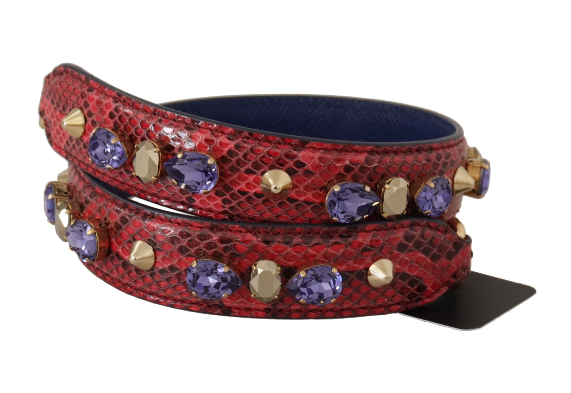 Dolce & Gabbana Red Exotic Leather Crystals Bag Shoulder Strap - 2