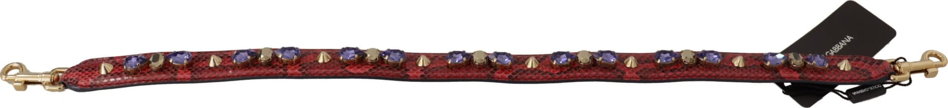 Dolce & Gabbana Red Exotic Leather Crystals Bag Shoulder Strap - 3