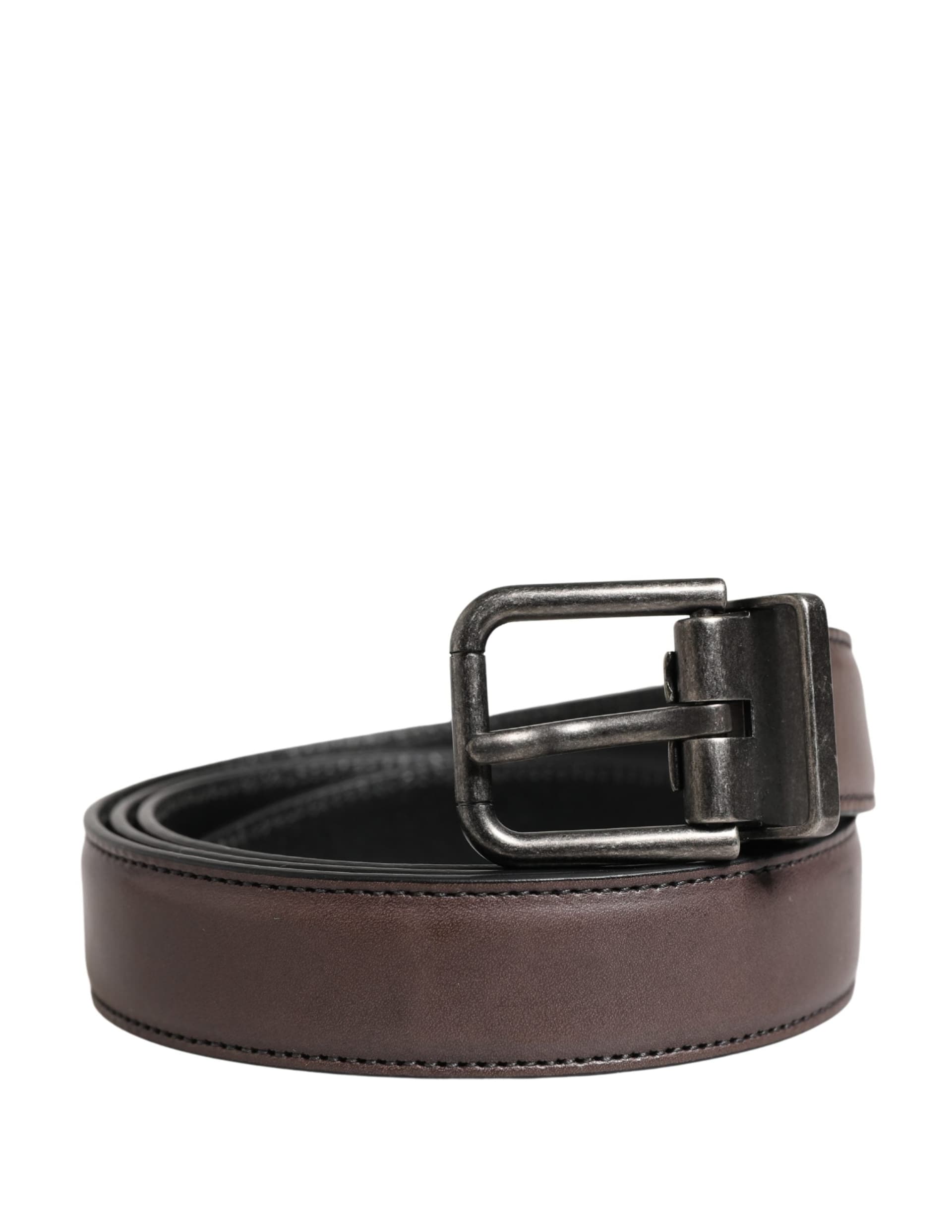 Dolce & Gabbana Men Brown Classic Leather Metal Buckle Belt - 2