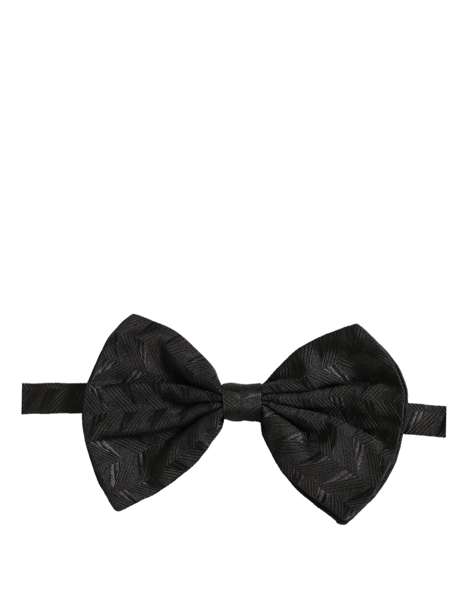 Dolce & Gabbana Men Black Patterned Adjustable Neck Papillon Bow Tie - 4