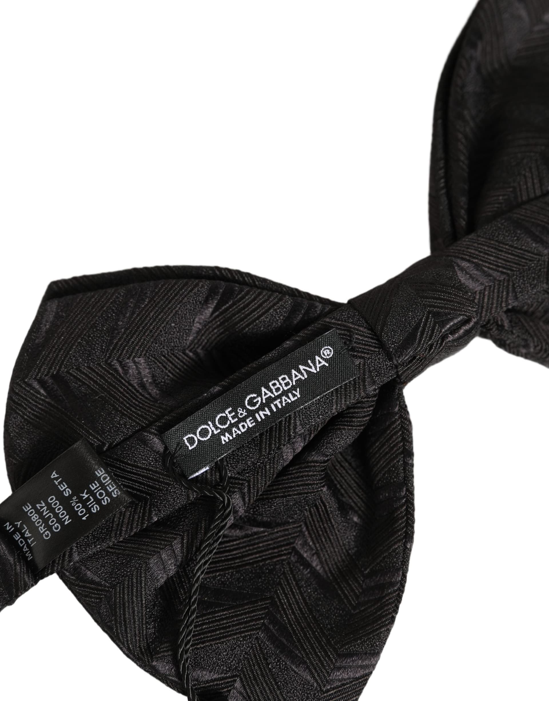 Dolce & Gabbana Men Black Patterned Adjustable Neck Papillon Bow Tie - 6