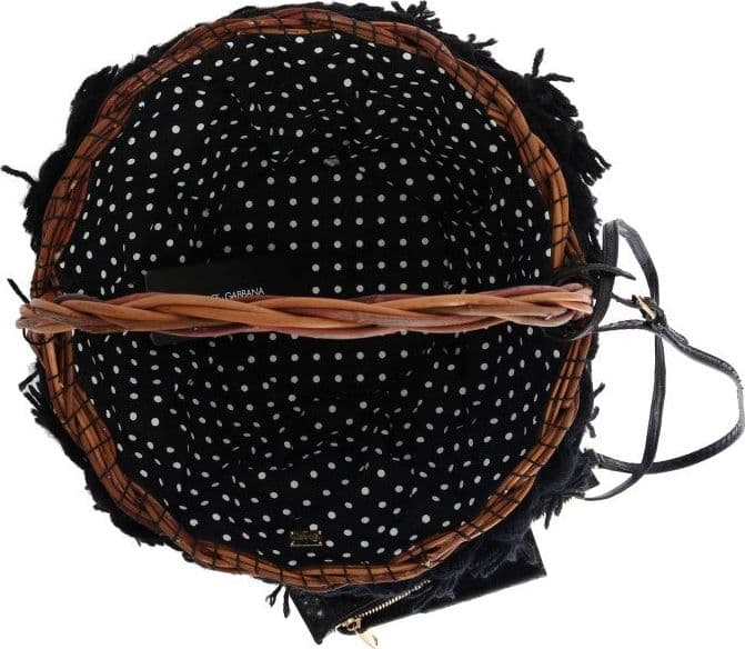 Dolce & Gabbana Beige Straw Snakeskin Pom Pom Crystal AGNESE Bag - 6
