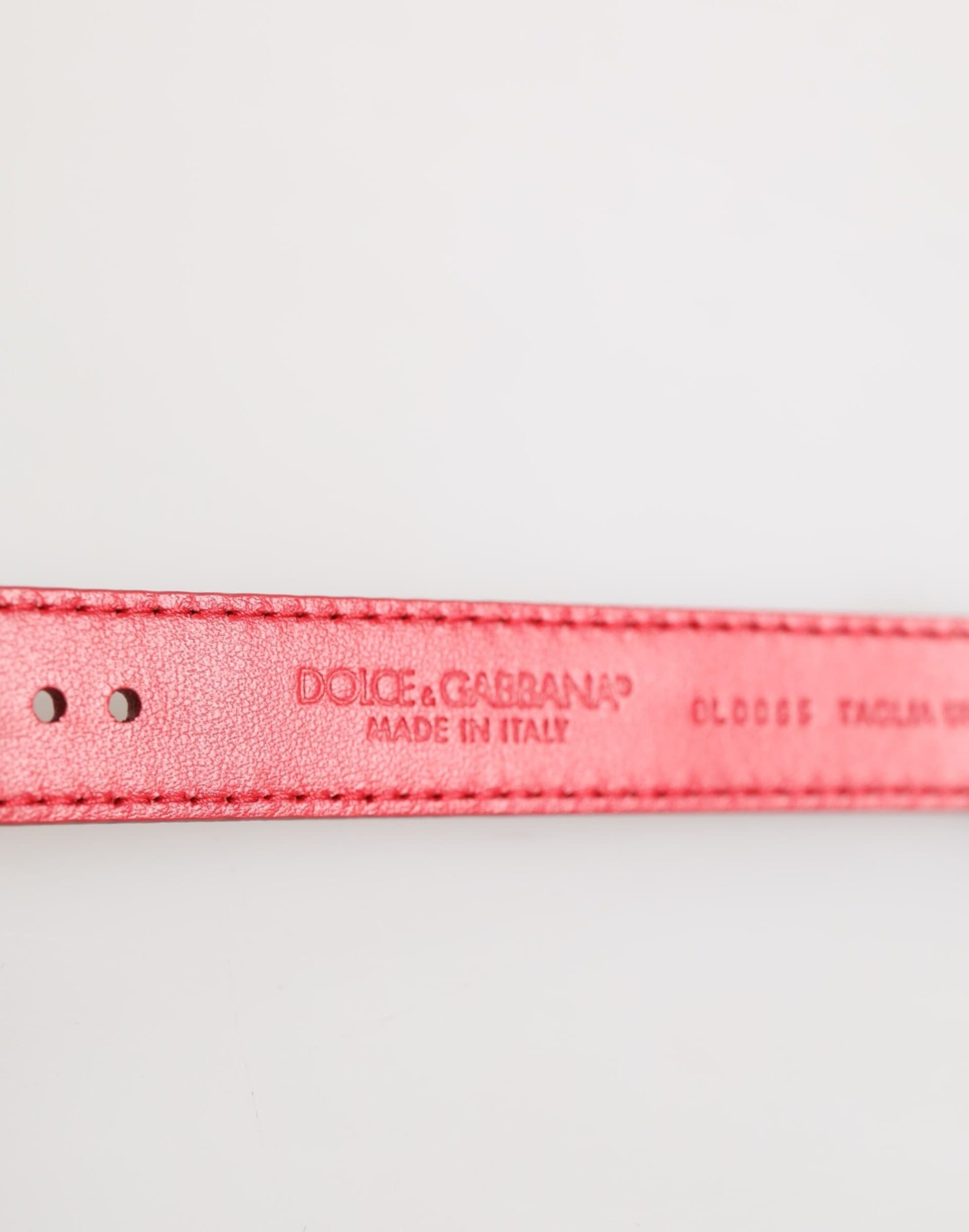 Dolce & Gabbana Red Exotic Leather Gold Tone Metal Buckle Women Armband - 6