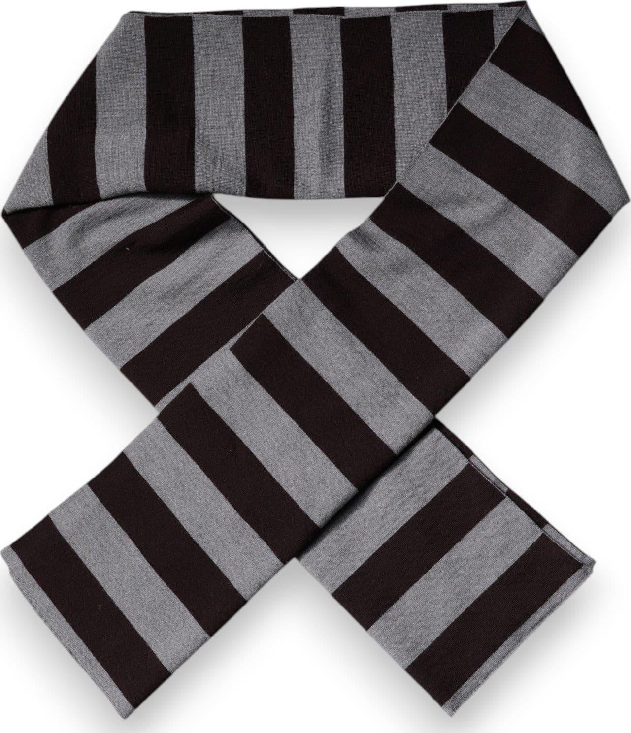 Dolce & Gabbana Black Gray Stripes Wool Neck Wrap Scarf - 5
