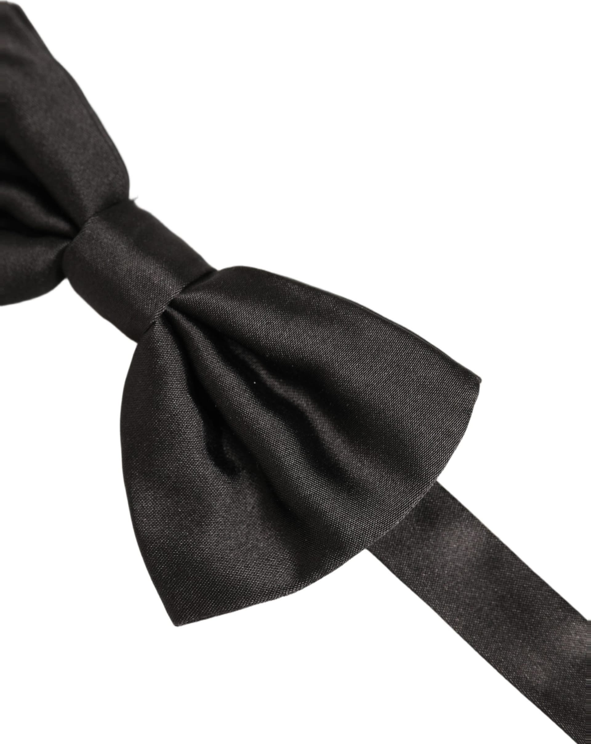 Dolce & Gabbana Men Black 100% Silk Adjustable Neck Papillon Bow Tie - 3