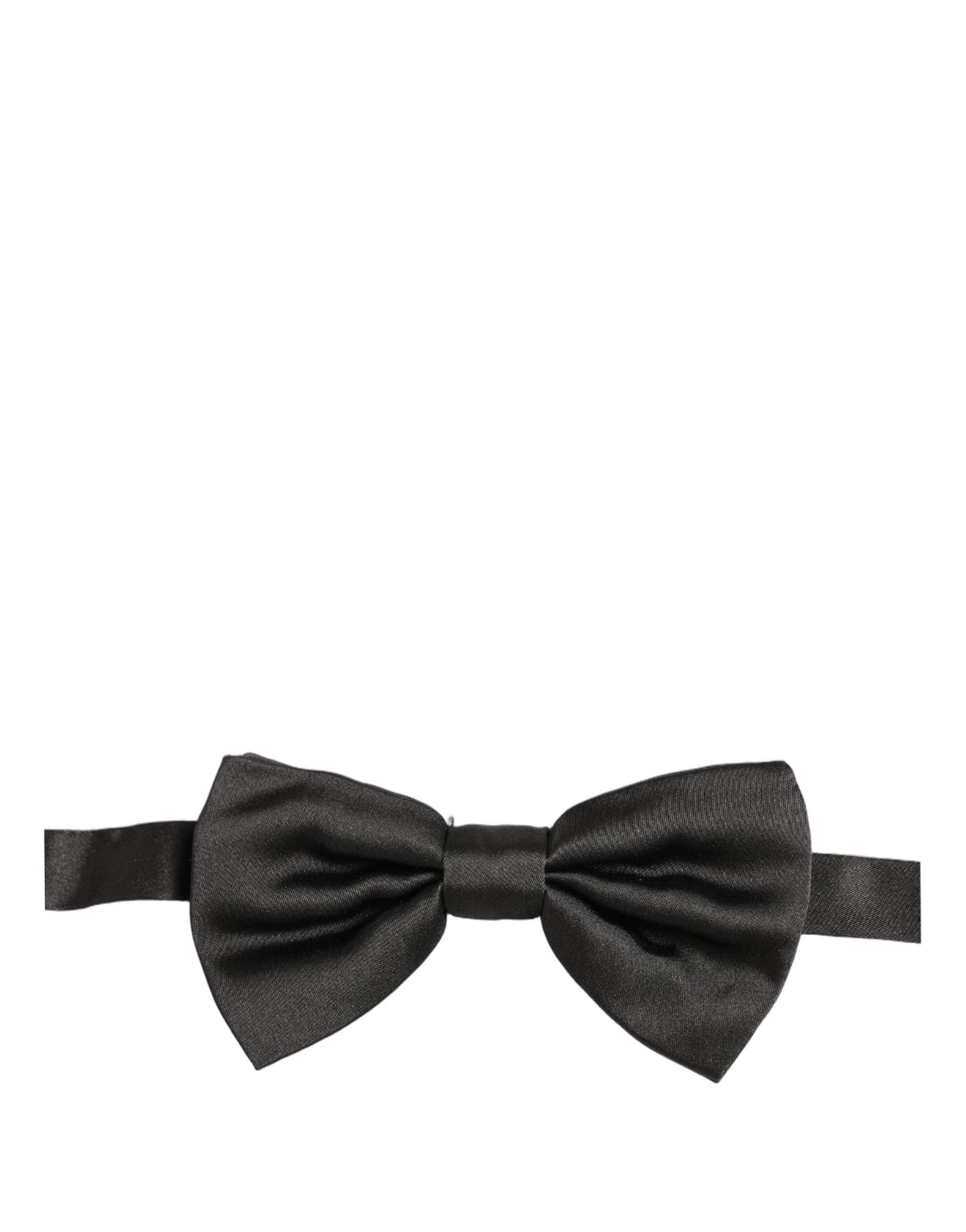 Dolce & Gabbana Men Black 100% Silk Adjustable Neck Papillon Bow Tie - 5
