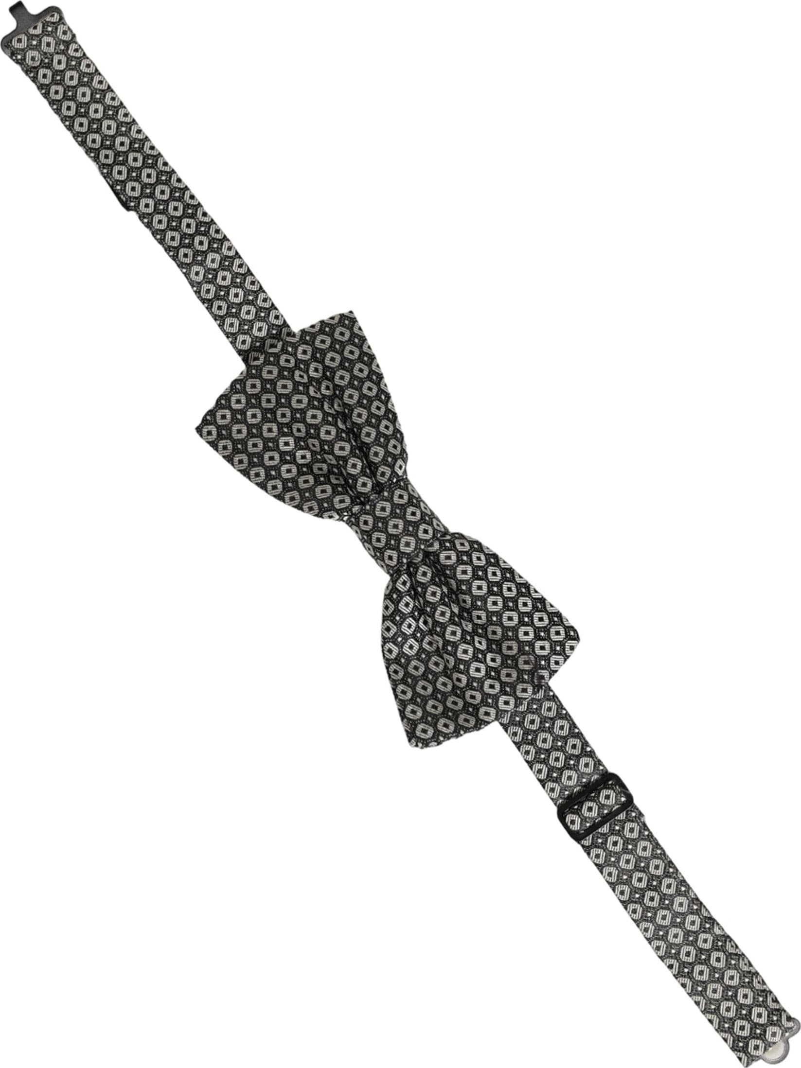 Dolce & Gabbana Men Gray Silk Patterned Adjustable Neck Papillon Bow Tie - 2
