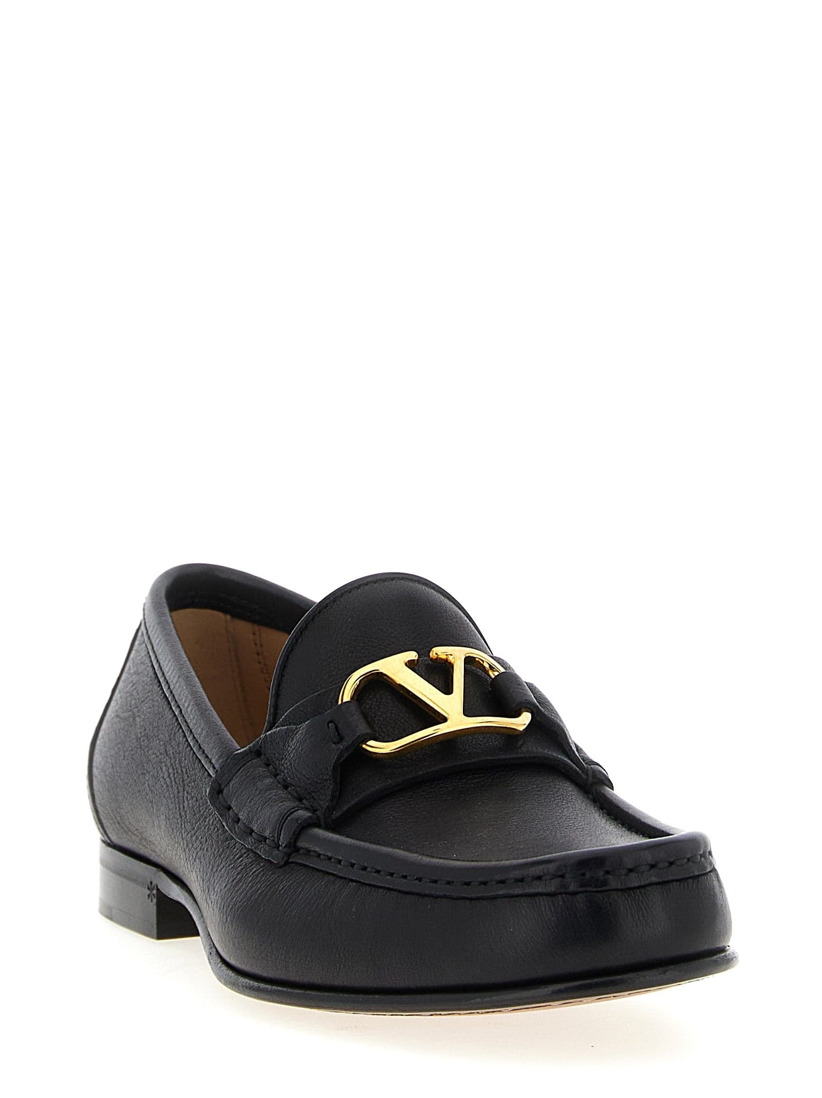Valentino Garavani Black Buffalo Leather Slip-On Loafers - 2