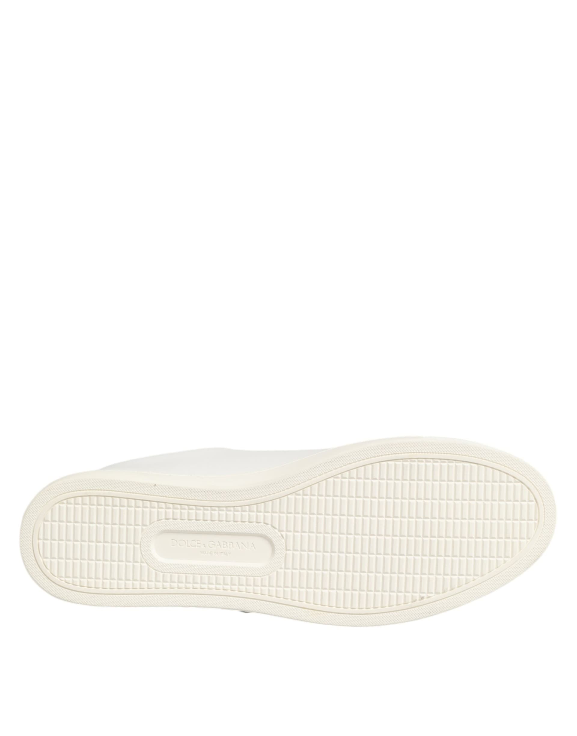 Dolce & Gabbana White Leather Sacred Heart Patch Sneakers Shoes - 8