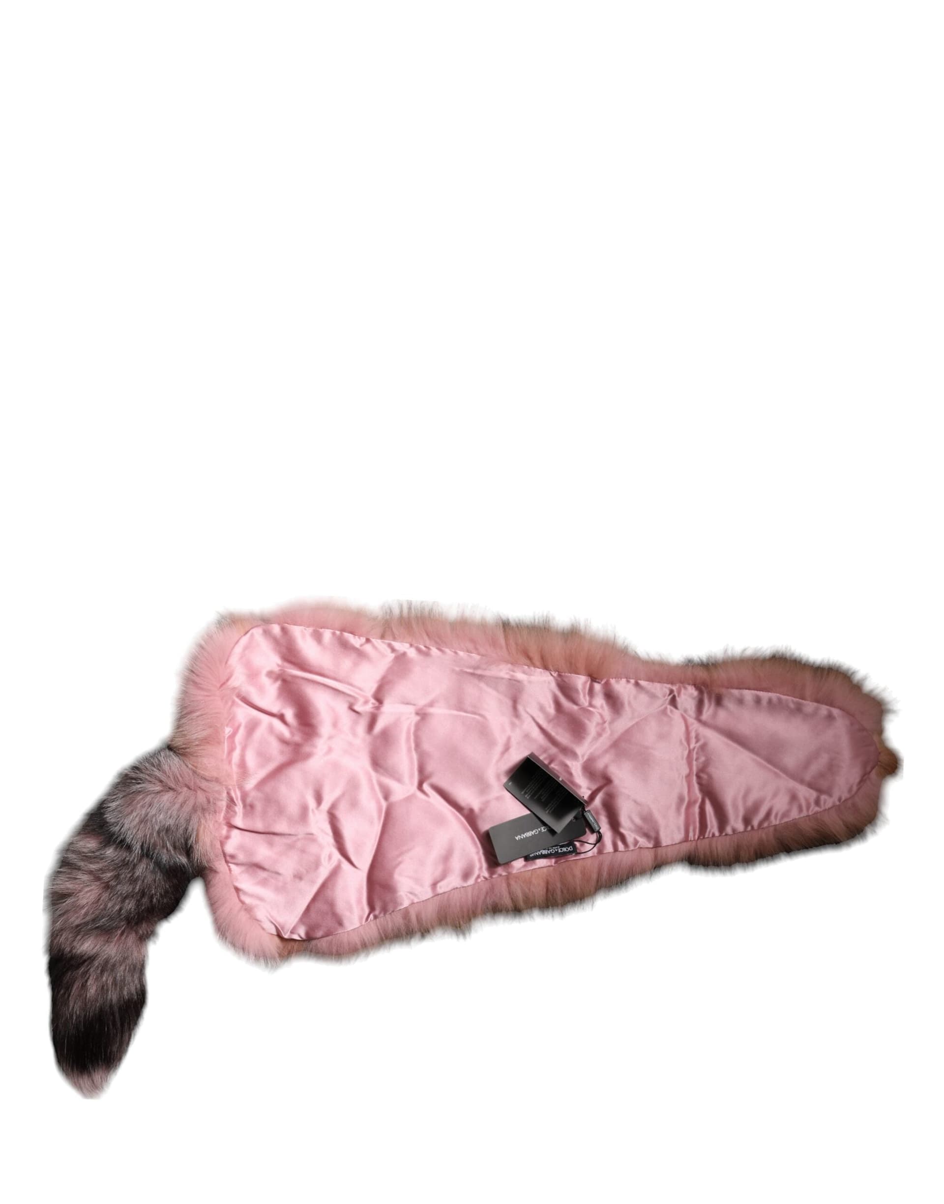 Dolce & Gabbana Pink Frost Fox Fur Neck Warmer Winter Scarf - 2