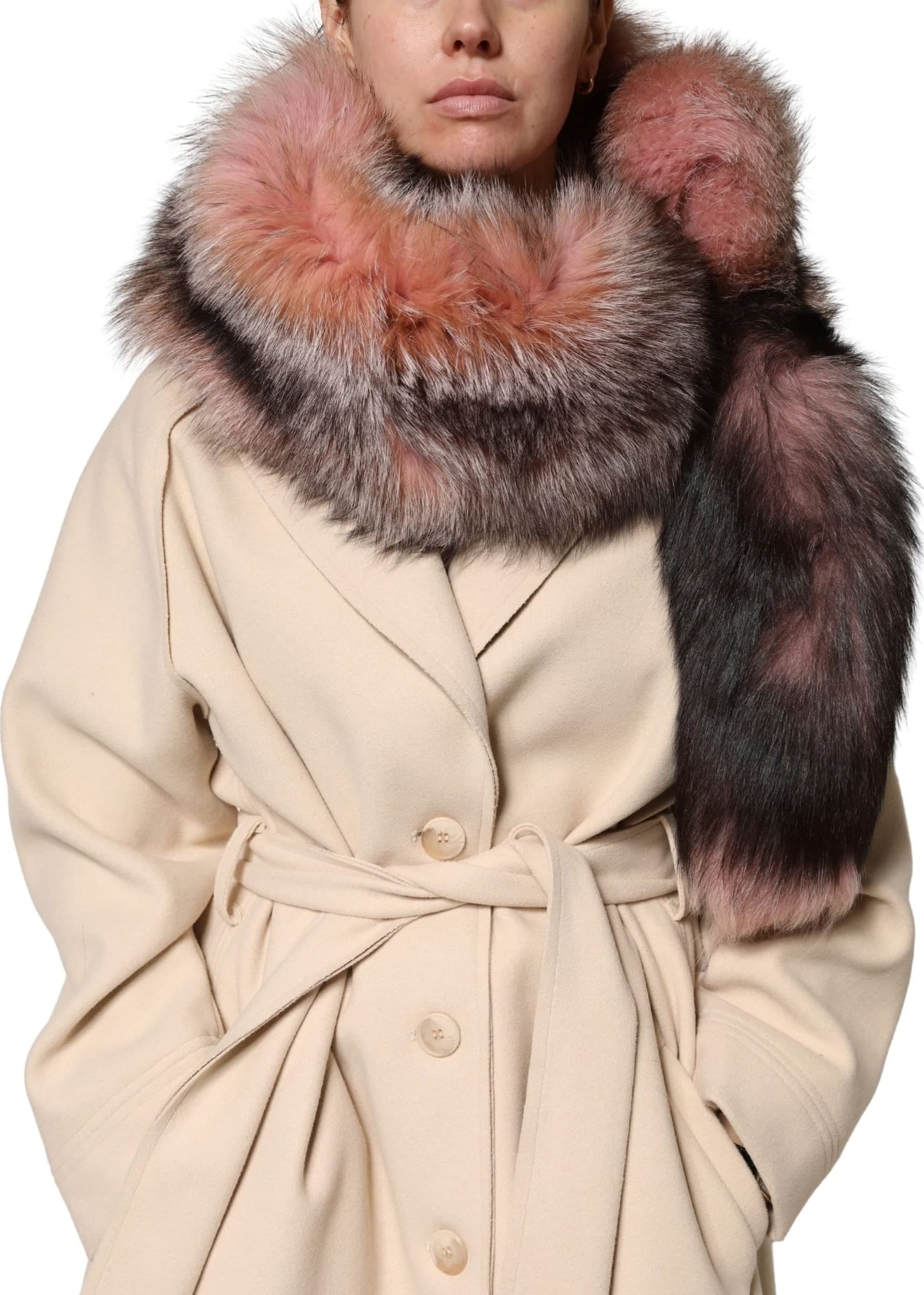 Dolce & Gabbana Pink Frost Fox Fur Neck Warmer Winter Scarf - 7