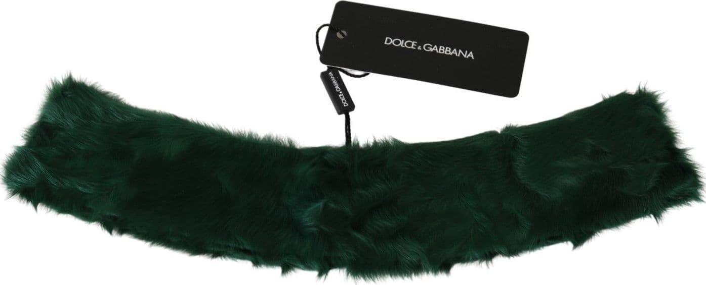 Dolce & Gabbana Green Fur Neck Collar Wrap Lambskin Scarf - 2