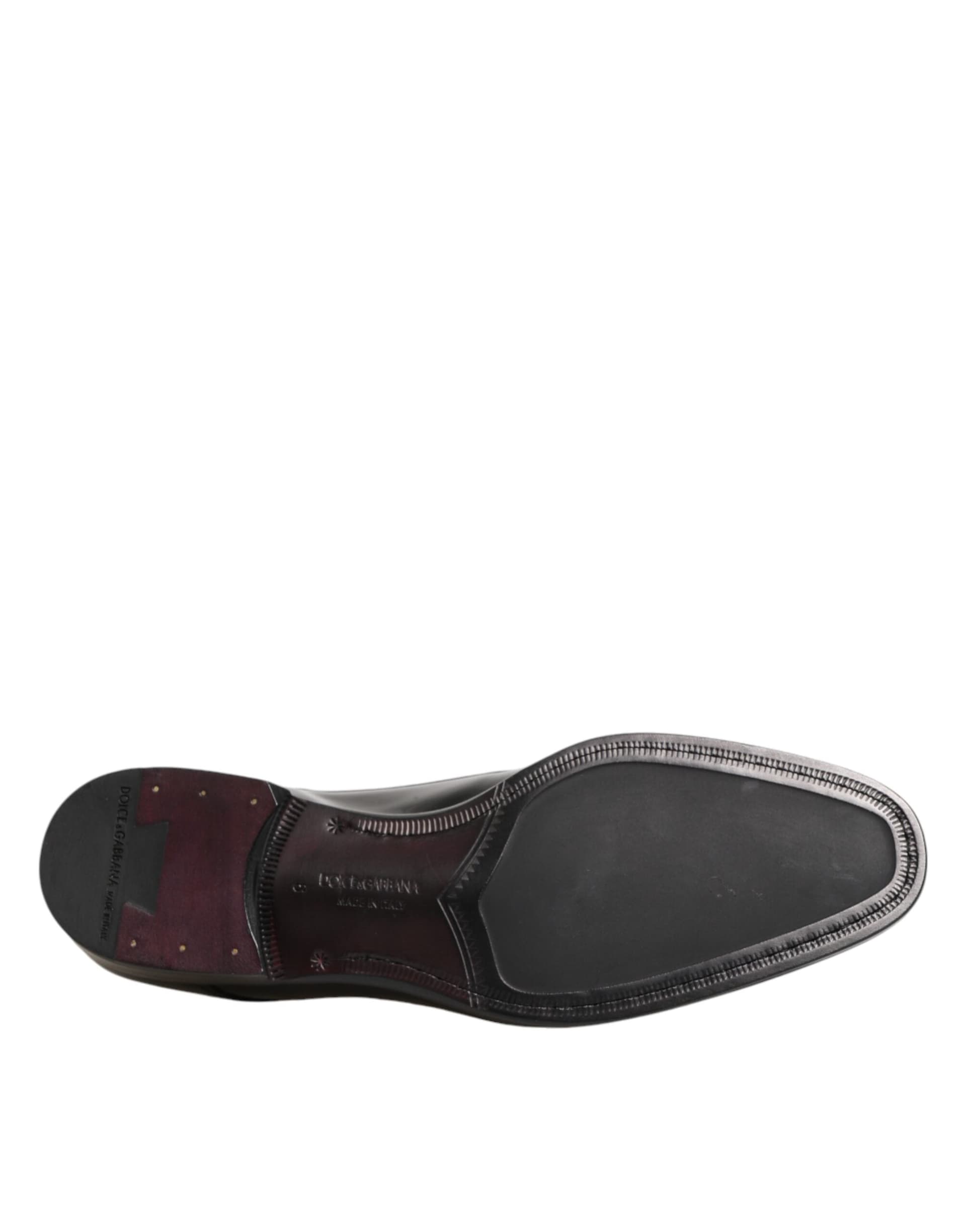 Dolce & Gabbana Black Calfskin Leather Derby Dress Shoes - 8