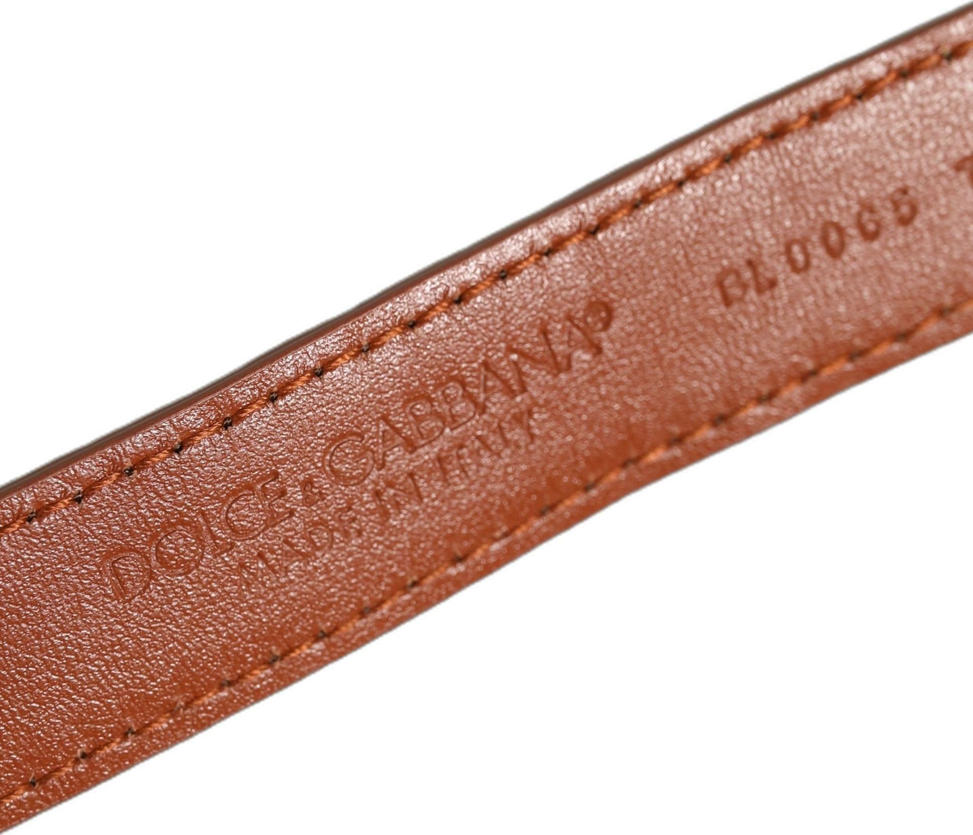 Dolce & Gabbana Brown Textured Leather Gold Buckle Belt Strap Bracelet - 4