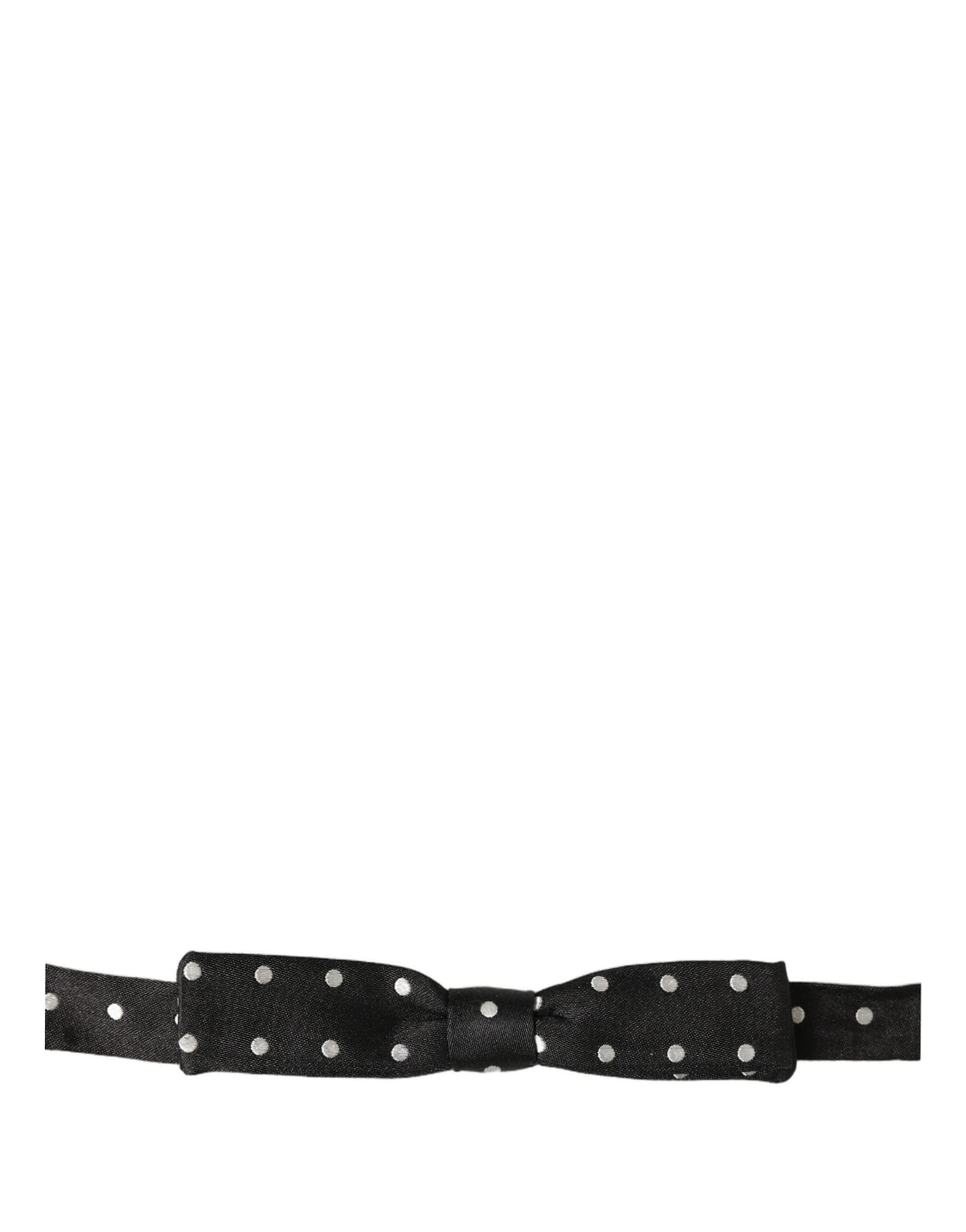 Dolce & Gabbana Black White Polka Dot Adjustable Neck Papillon Bow Tie - 3