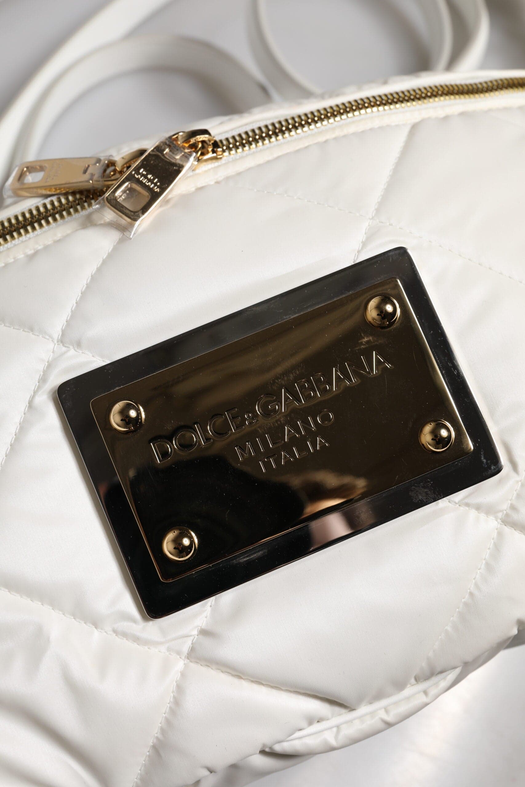 Dolce & Gabbana White Quilted Logo Plaque Belt Waist Fanny Pack Bag - 6