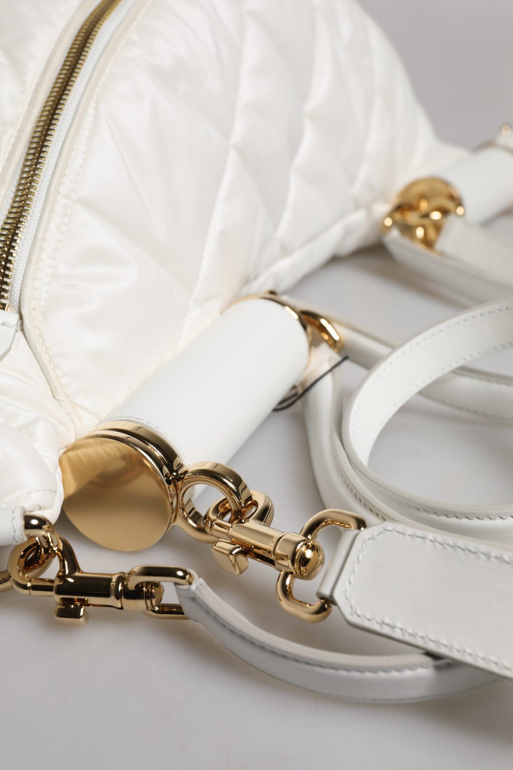 Dolce & Gabbana White Quilted Logo Plaque Belt Waist Fanny Pack Bag - 8