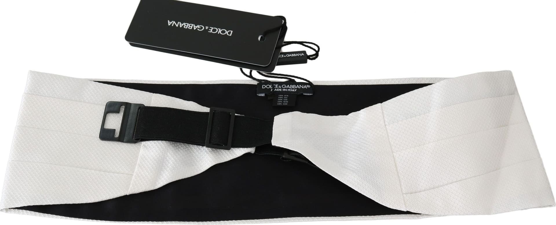 Dolce & Gabbana White Men Waist Belt 100% Silk Cummerbund - 2