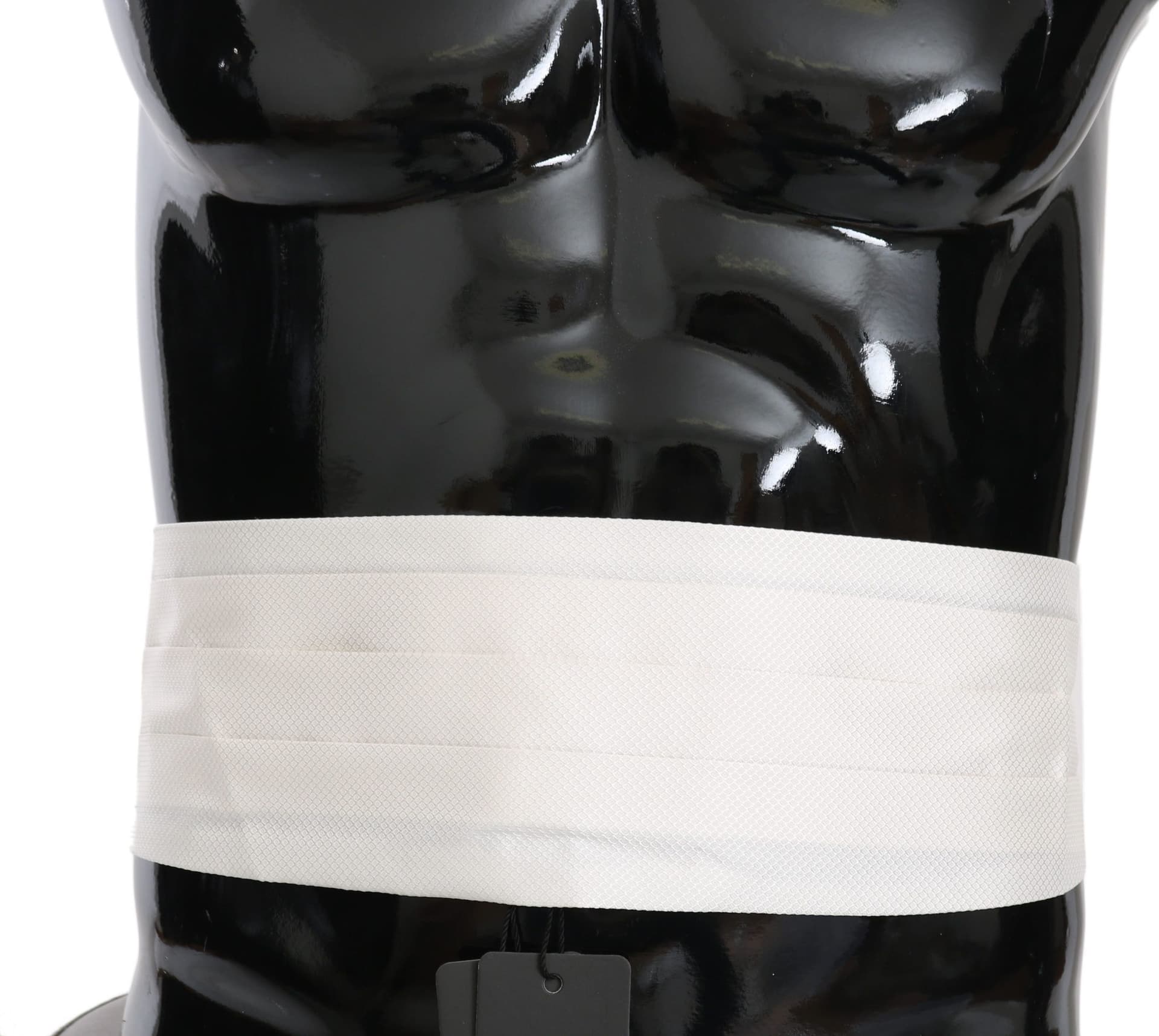 Dolce & Gabbana White Men Waist Belt 100% Silk Cummerbund - 3