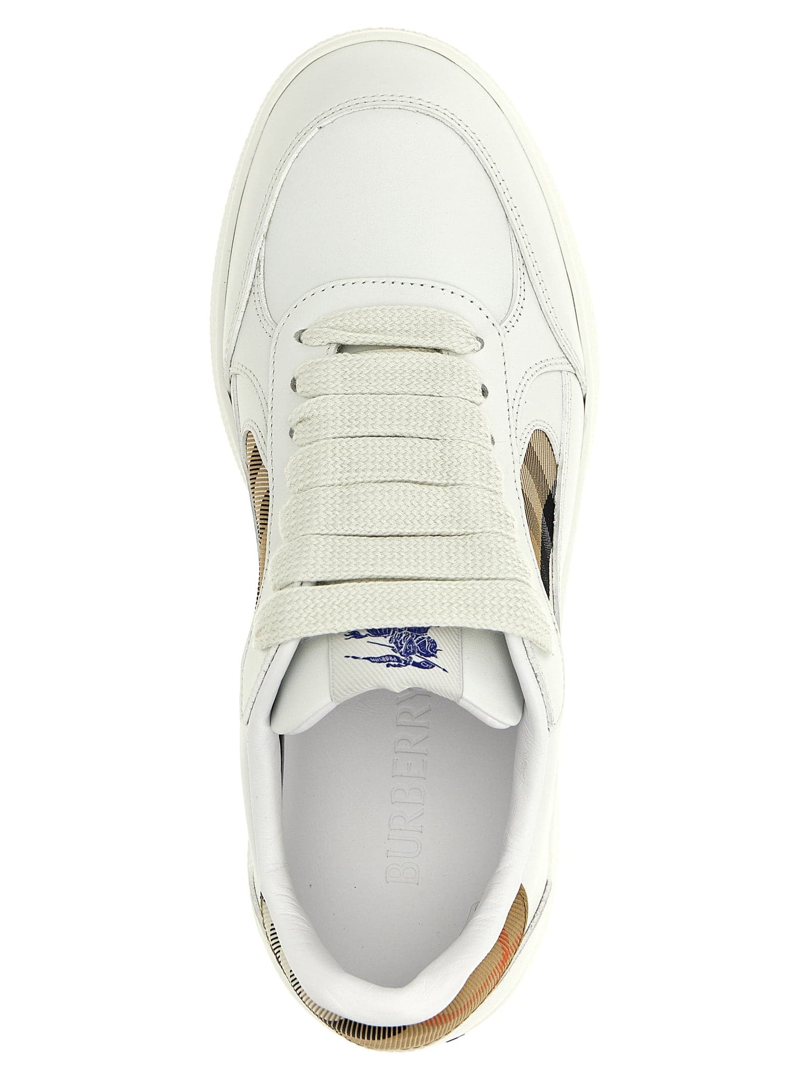 Burberry Beige Leather Low Top Sneakers - 4