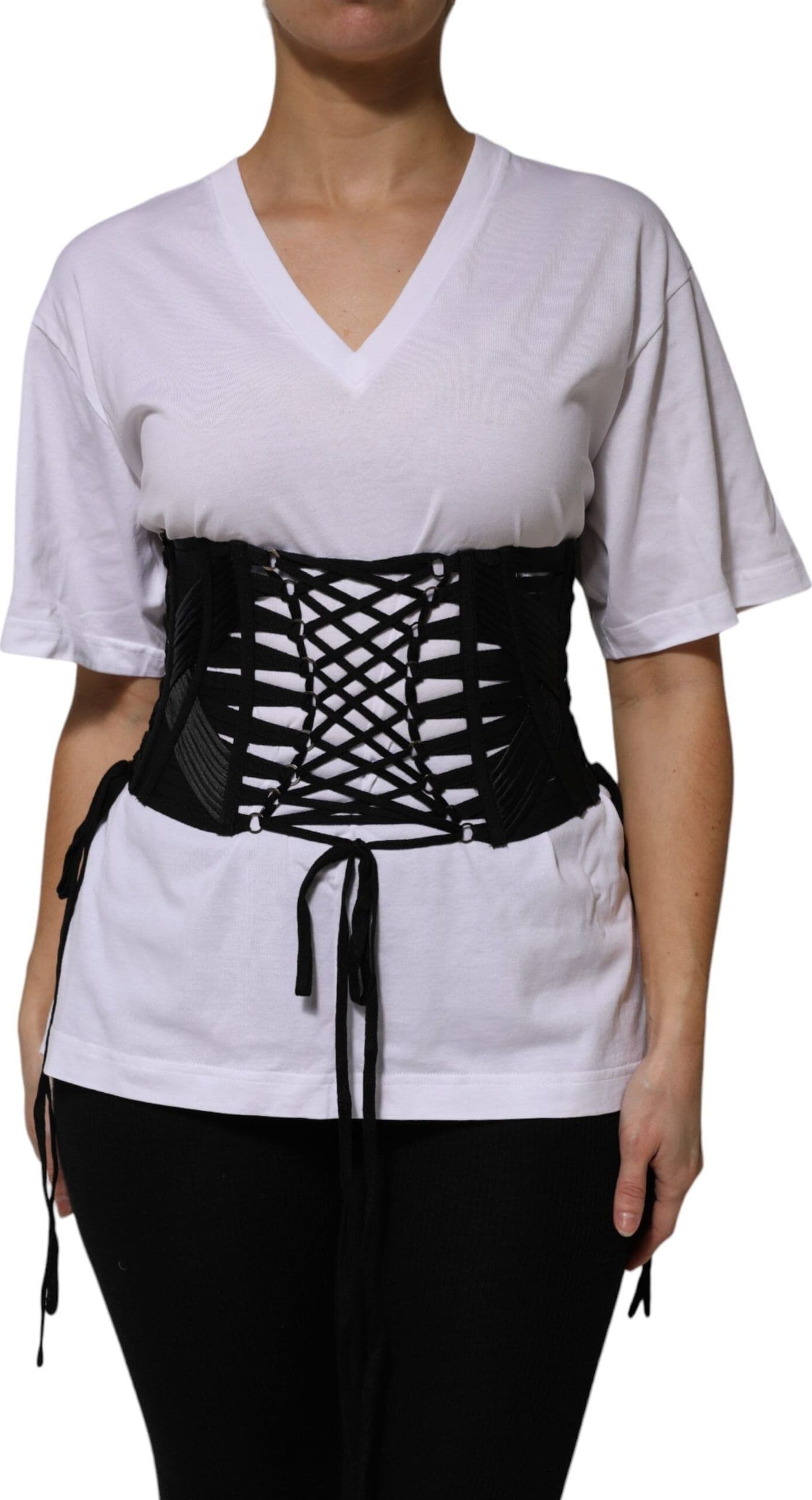 Dolce & Gabbana Black Cotton Waist LaceUp Strap Corset Belt - 2