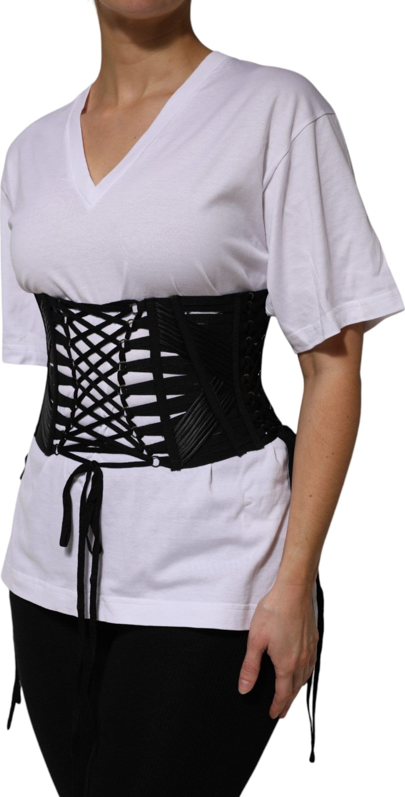 Dolce & Gabbana Black Cotton Waist LaceUp Strap Corset Belt - 3