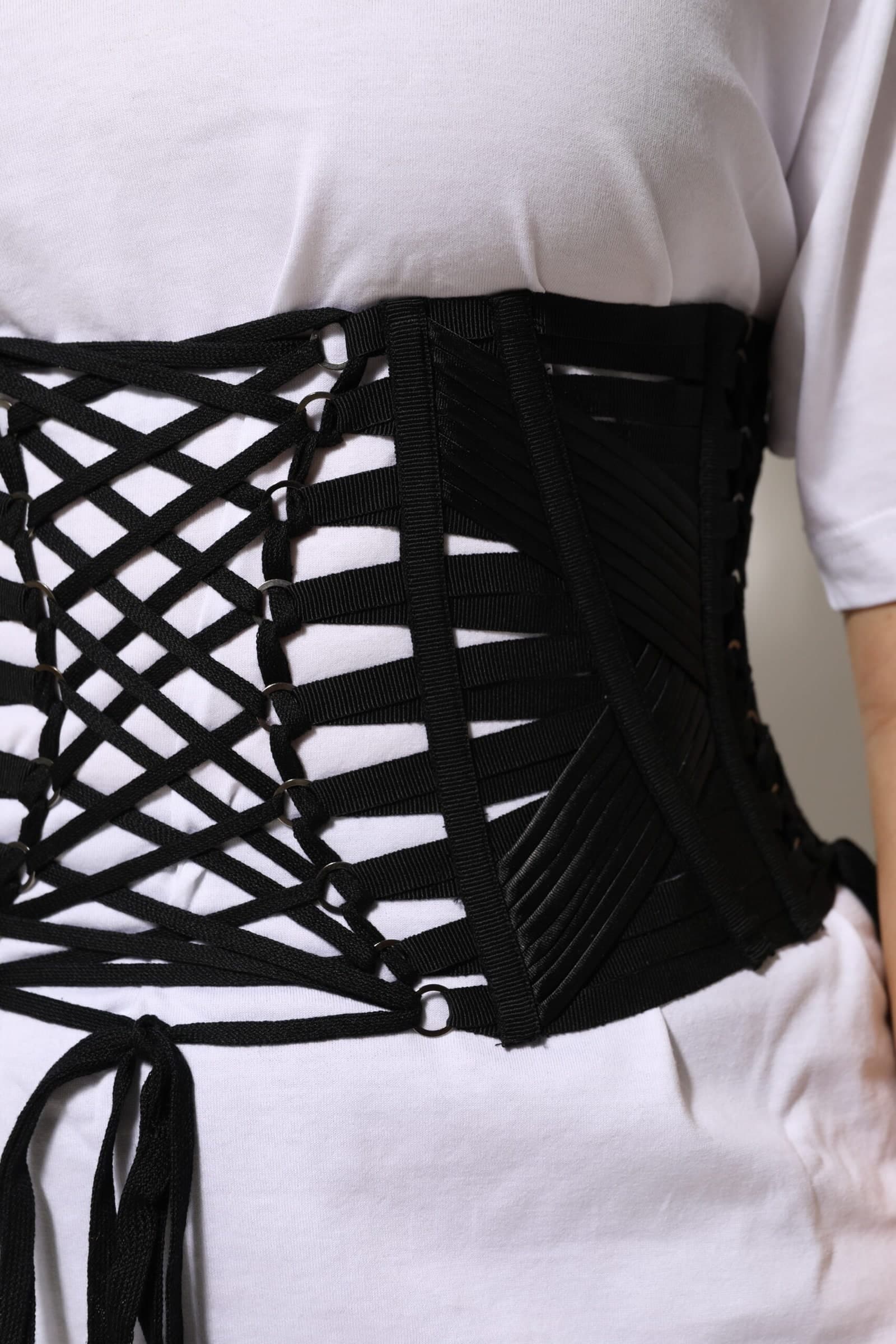 Dolce & Gabbana Black Cotton Waist LaceUp Strap Corset Belt - 5