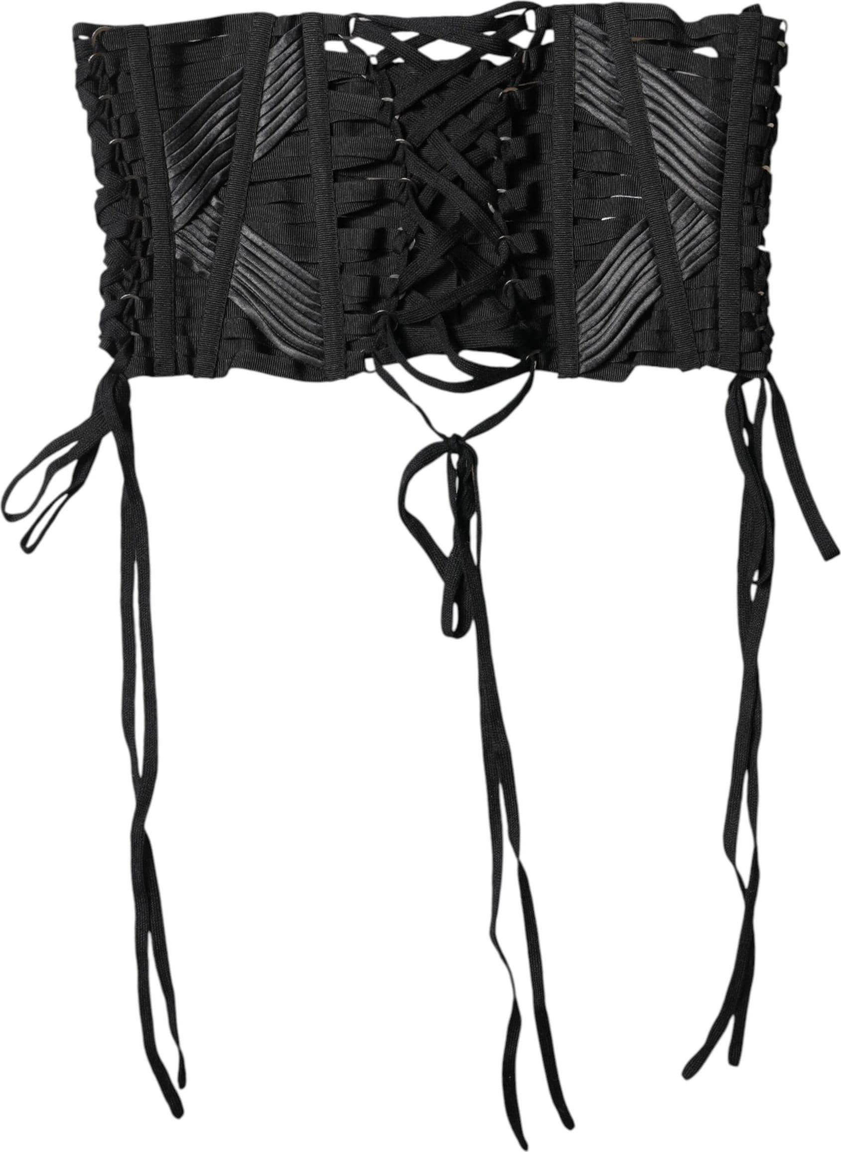 Dolce & Gabbana Black Cotton Waist LaceUp Strap Corset Belt - 6