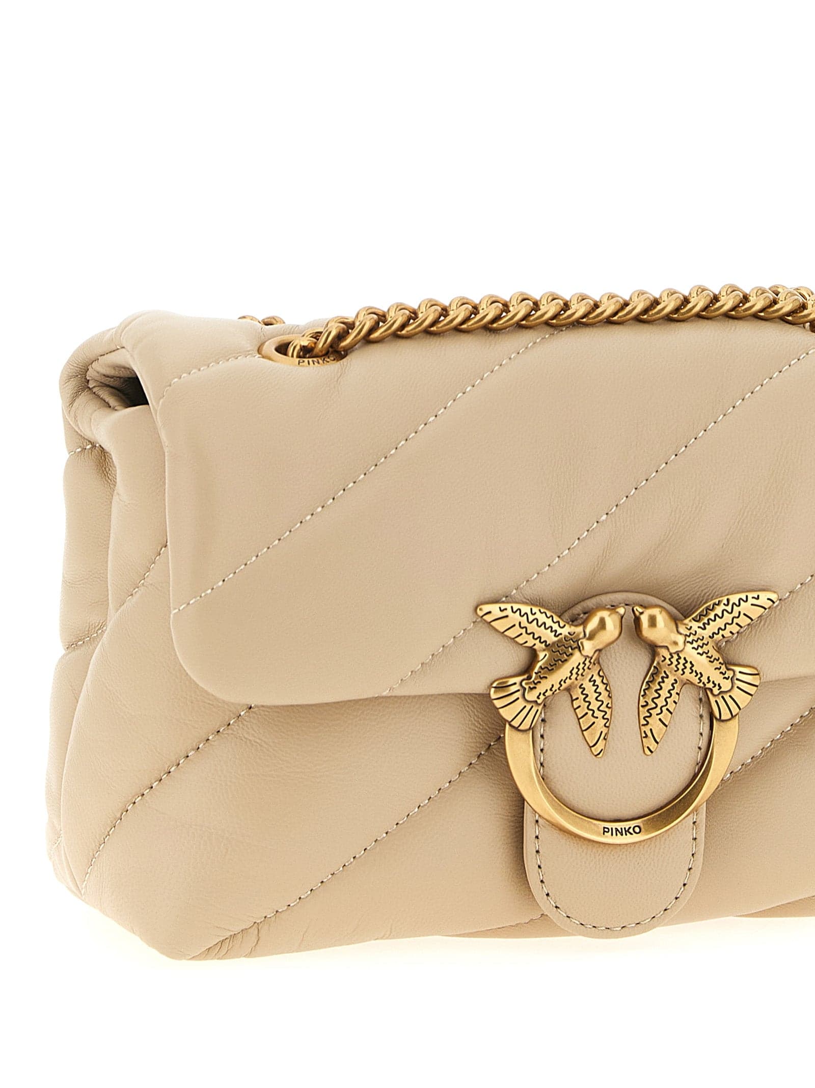 PINKO Beige Lambskin Crossbody Bag - 3