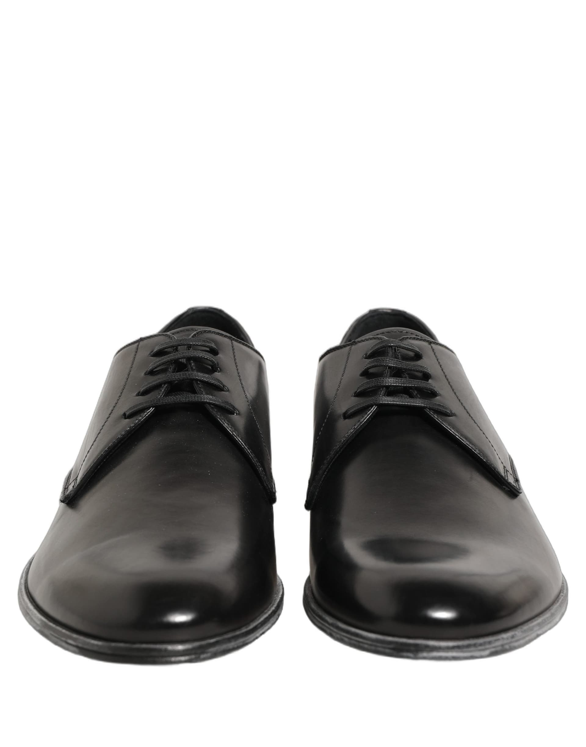 Dolce & Gabbana Dress Black Leather Lace Up Derby Men Shoes - 2