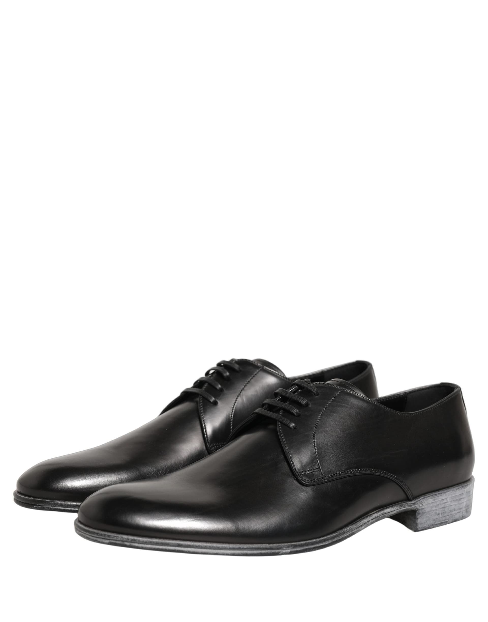 Dolce & Gabbana Dress Black Leather Lace Up Derby Men Shoes - 4