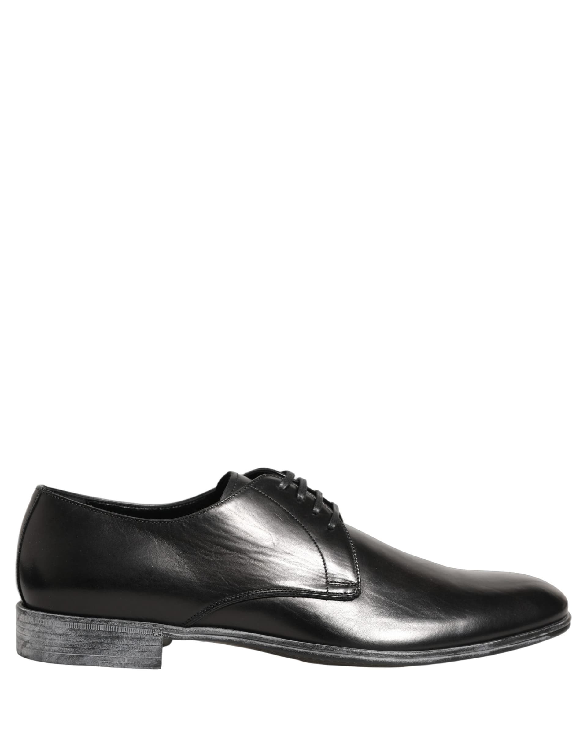 Dolce & Gabbana Dress Black Leather Lace Up Derby Men Shoes - 8