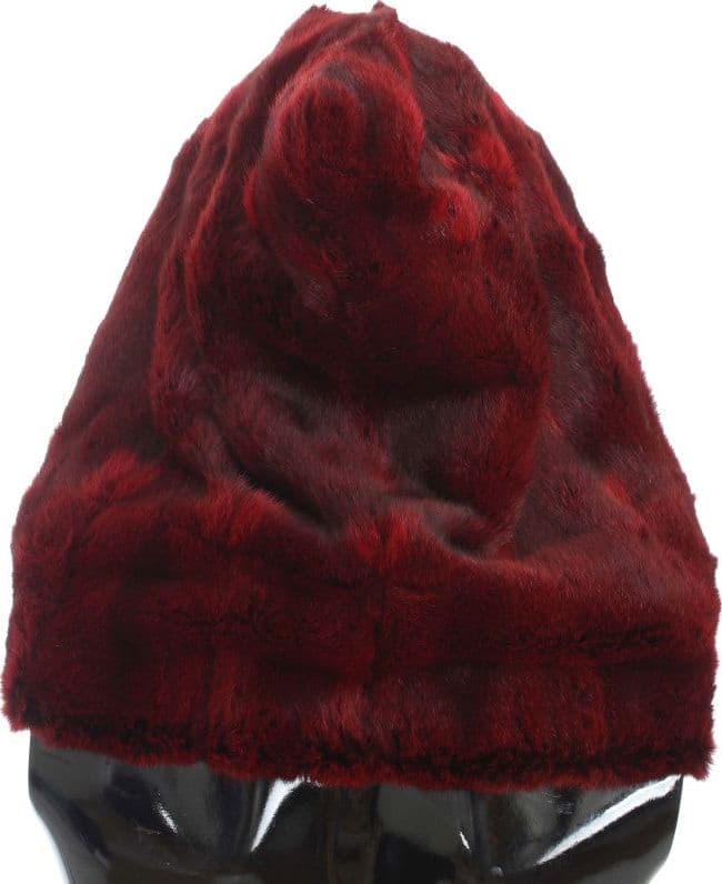 Dolce & Gabbana Bordeaux Hamster Fur Crochet Hood Scarf Hat - 3