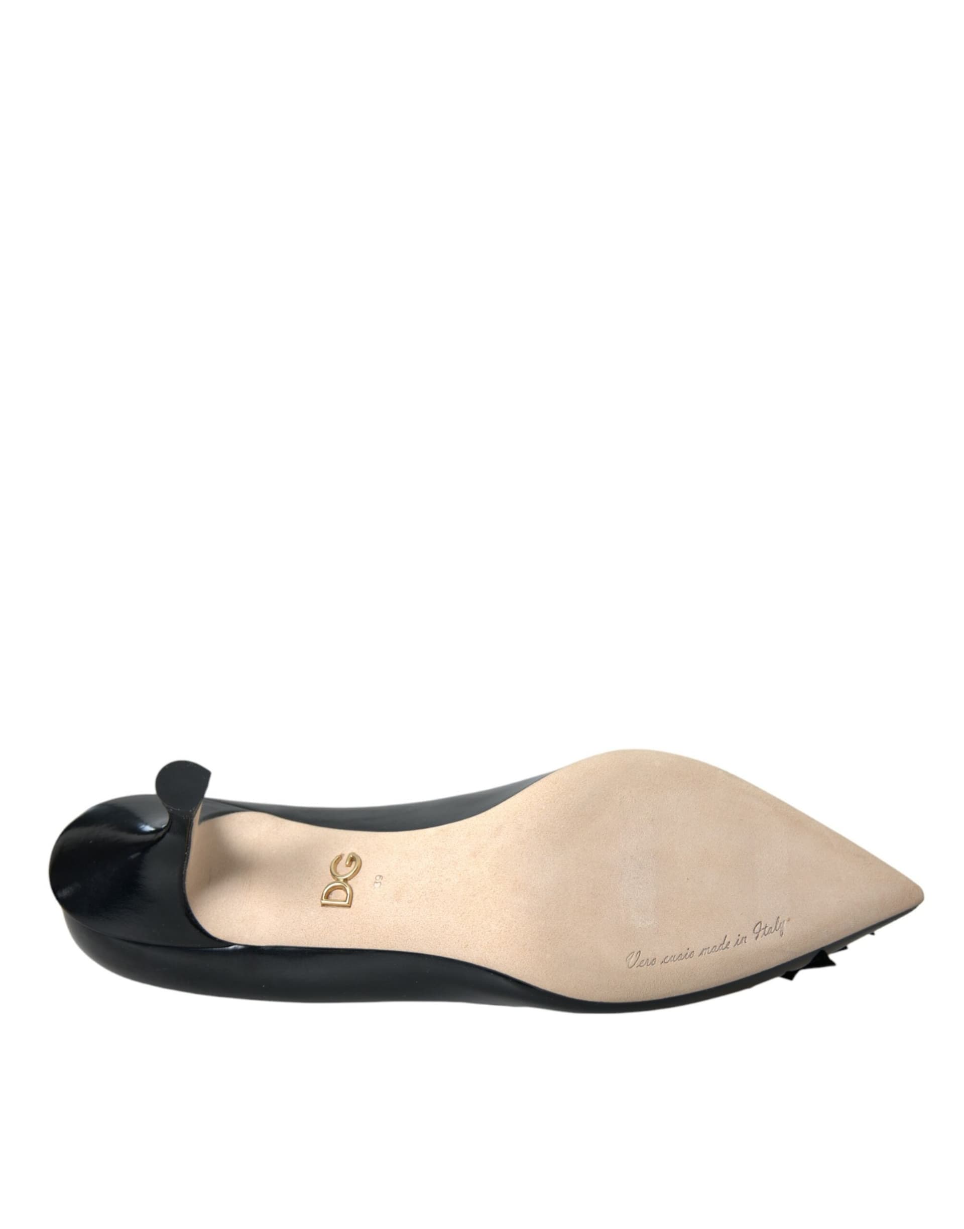 Dolce & Gabbana Black Leather BOOM Patch Heels Pumps Shoes - 6
