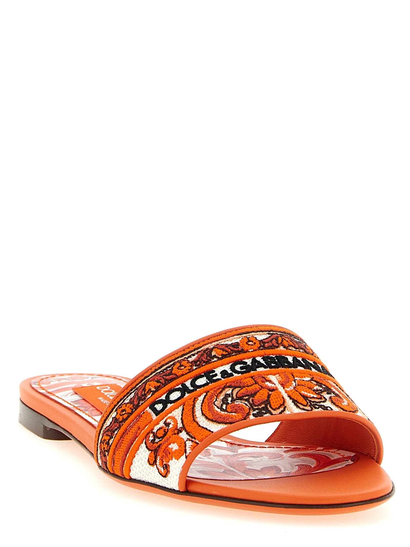 Dolce & Gabbana Orange Cotton Slides - 2