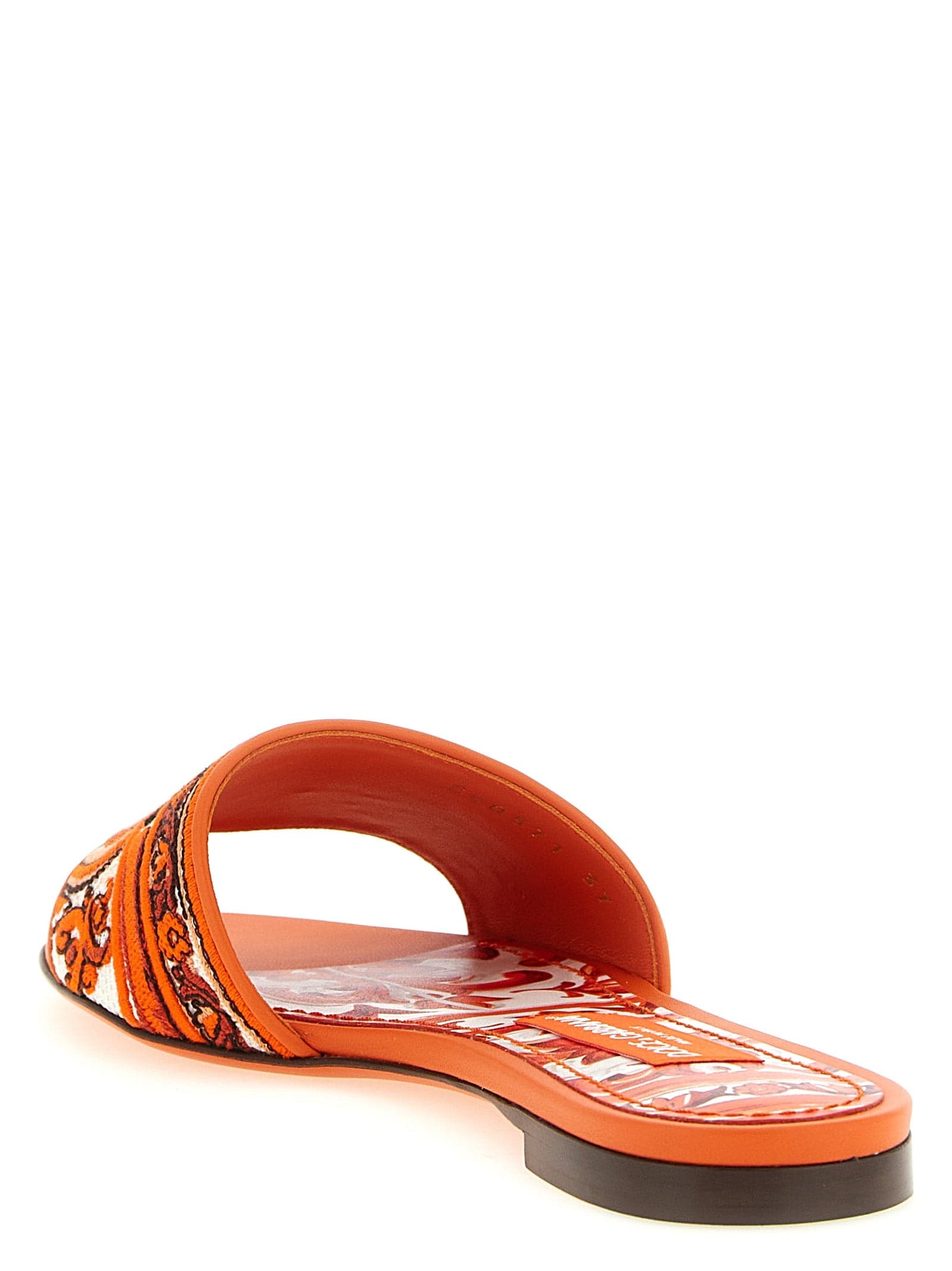 Dolce & Gabbana Orange Cotton Slides - 3