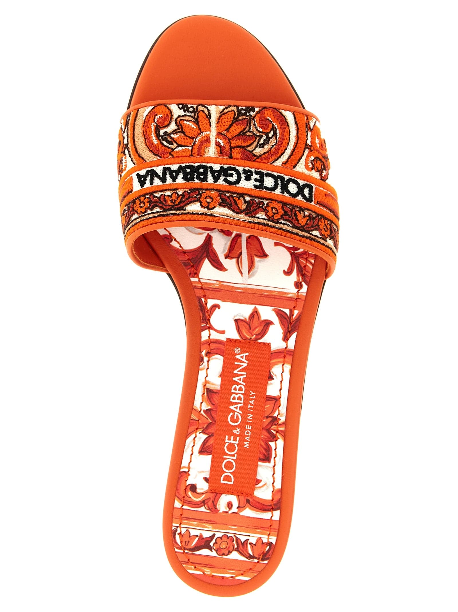 Dolce & Gabbana Orange Cotton Slides - 4