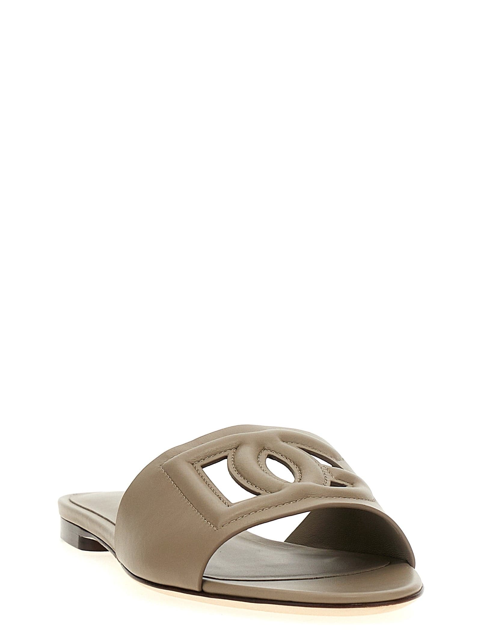 Dolce & Gabbana Gray Calfskin Slides - 2