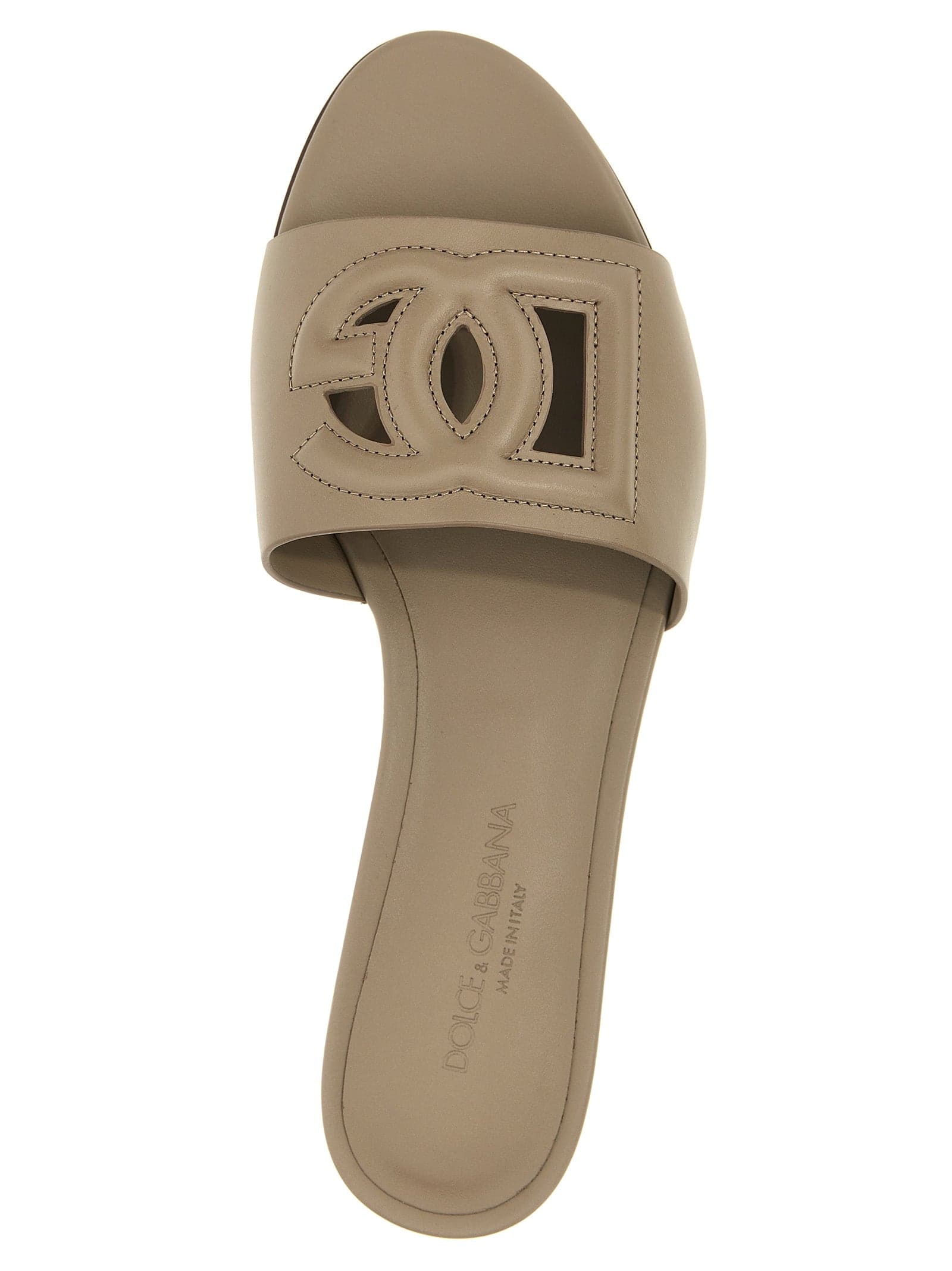 Dolce & Gabbana Gray Calfskin Slides - 4