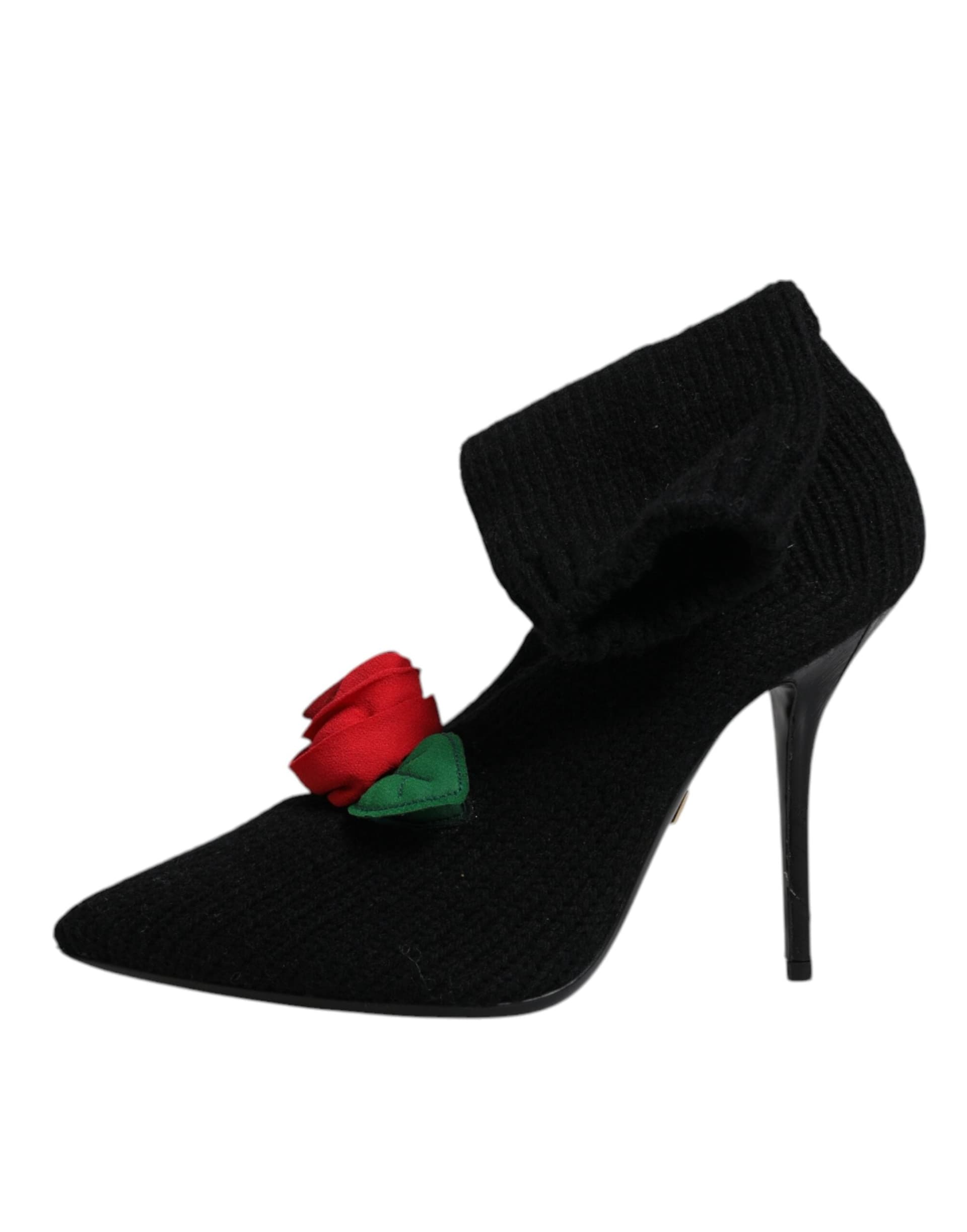 Dolce & Gabbana Black Stiletto Heels Mid Calf Boots Shoes - 5