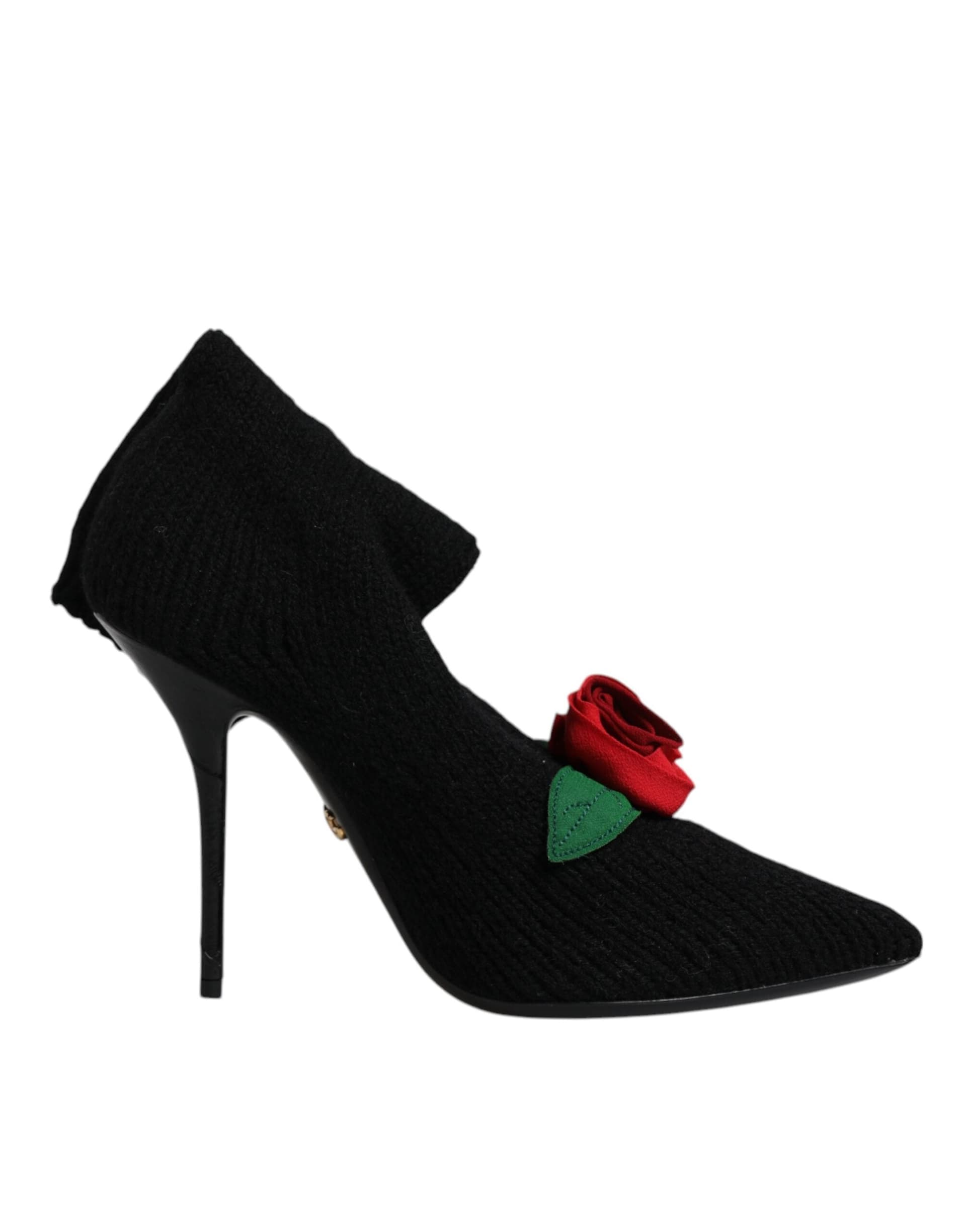 Dolce & Gabbana Black Stiletto Heels Mid Calf Boots Shoes - 7