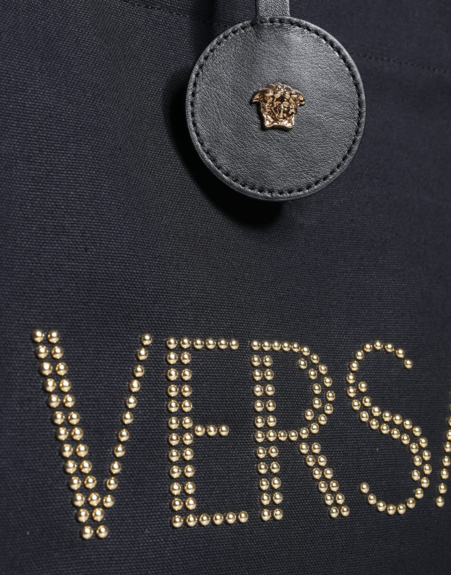 Versace Black Top Handle Canvas Leather Logo Crossbody Tote Bag - 3