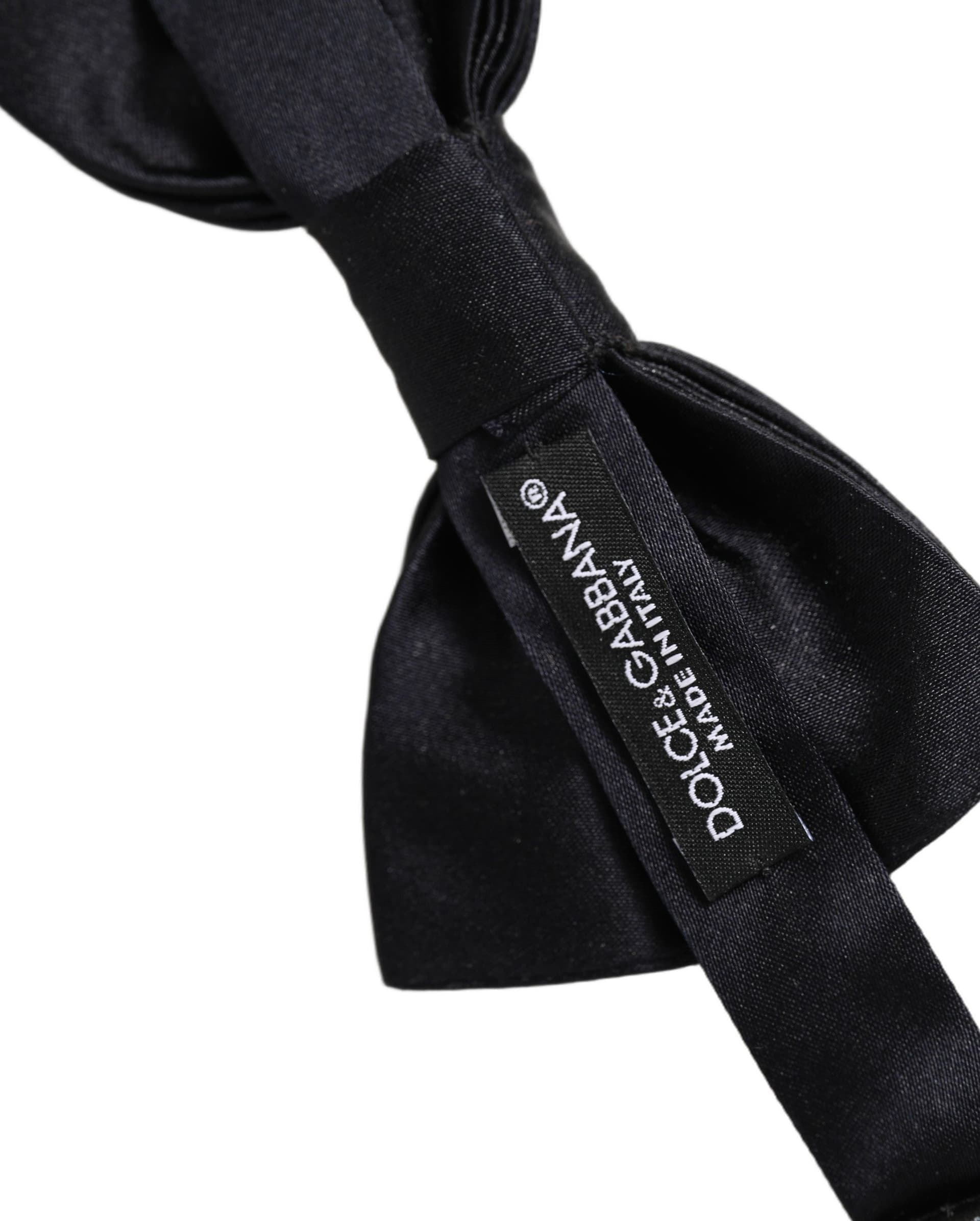 Dolce & Gabbana Men Black 100% Silk Adjustable Neck Papillon Bow Tie - 4