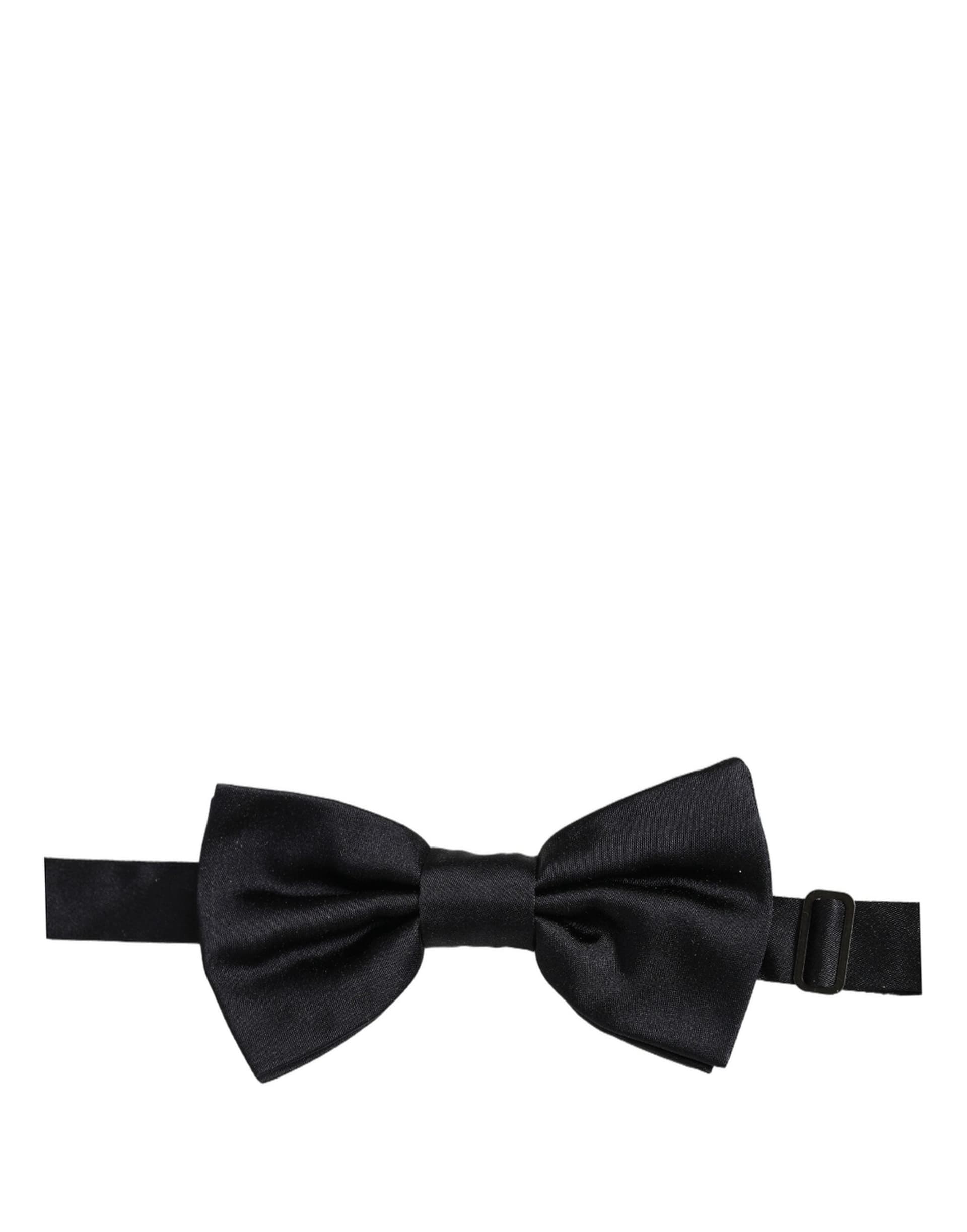 Dolce & Gabbana Men Black 100% Silk Adjustable Neck Papillon Bow Tie - 6