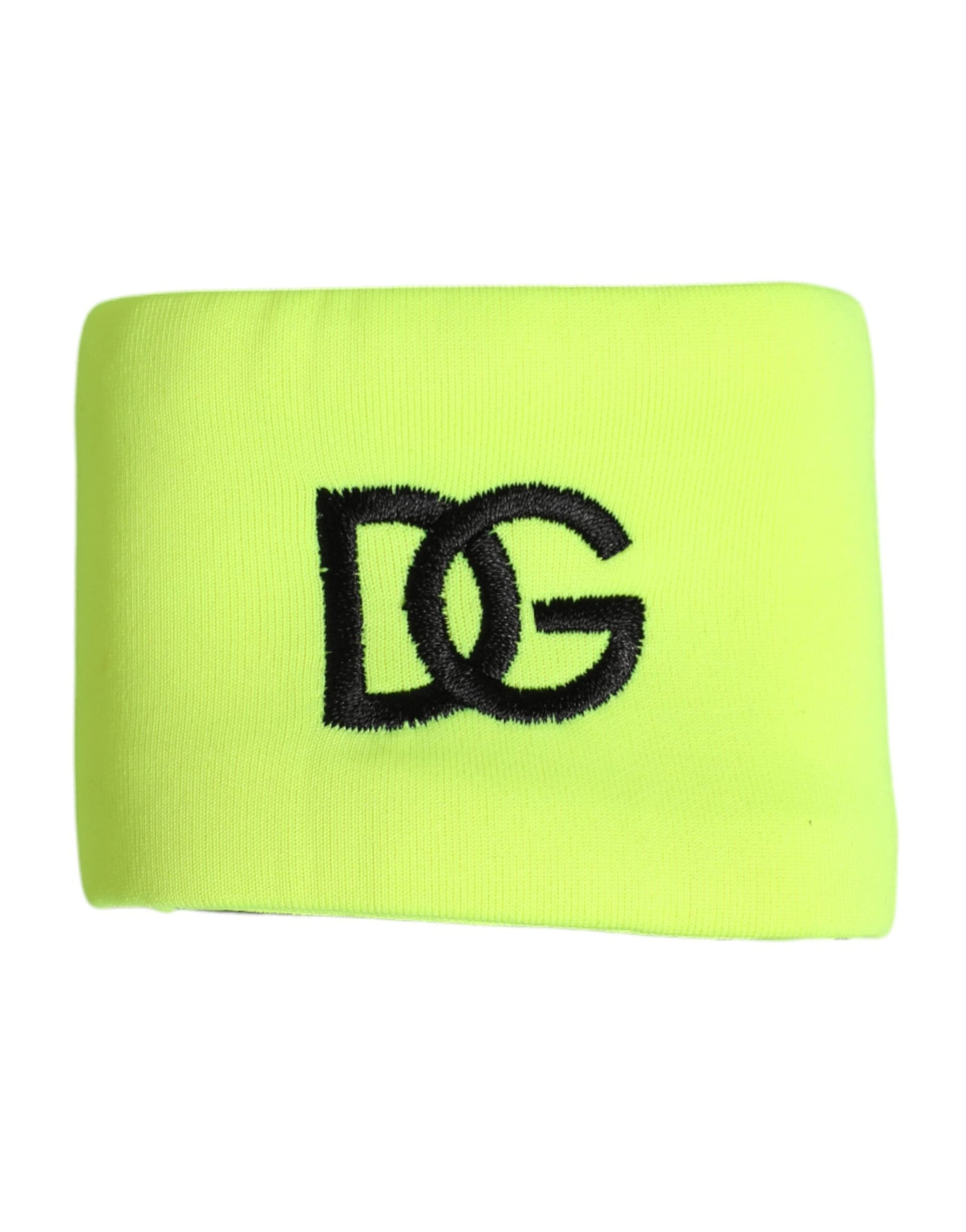 Dolce & Gabbana Yellow Green Silk DG Logo Men Wristband - 2