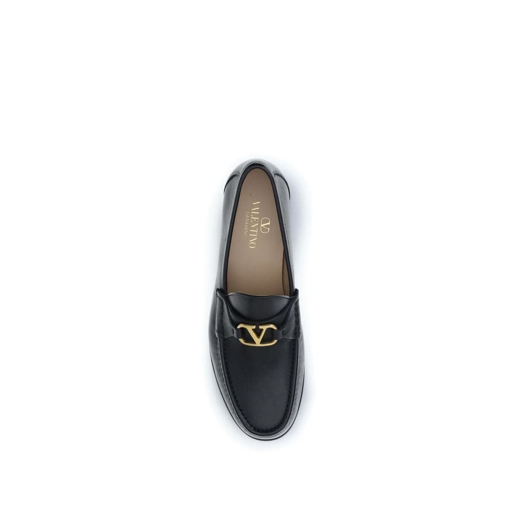 Valentino Garavani Black Calf Leather Bos Taurus Slip-On Loafers - 4